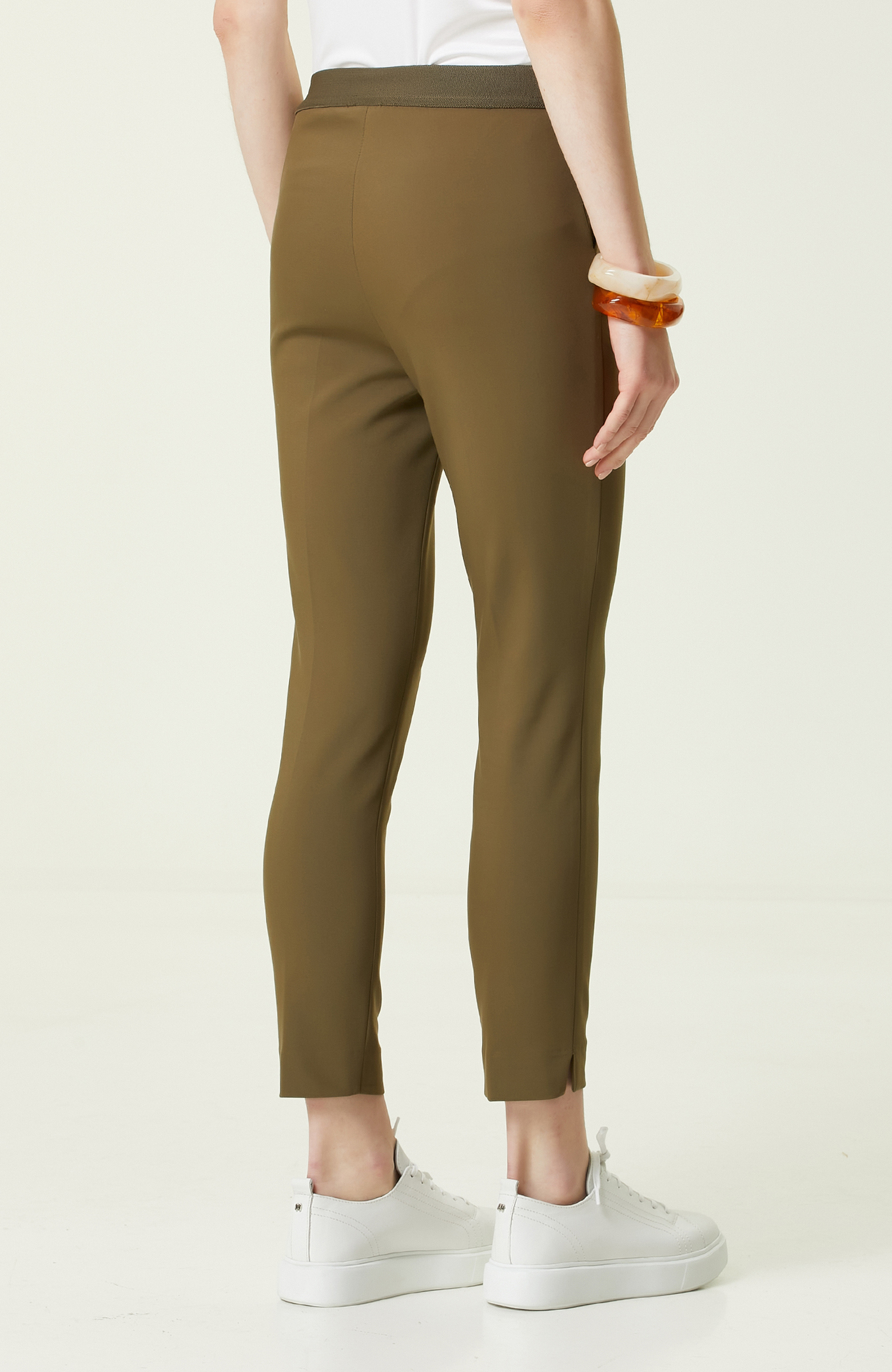 Haki Beli Lastikli Dar Paça Pantolon