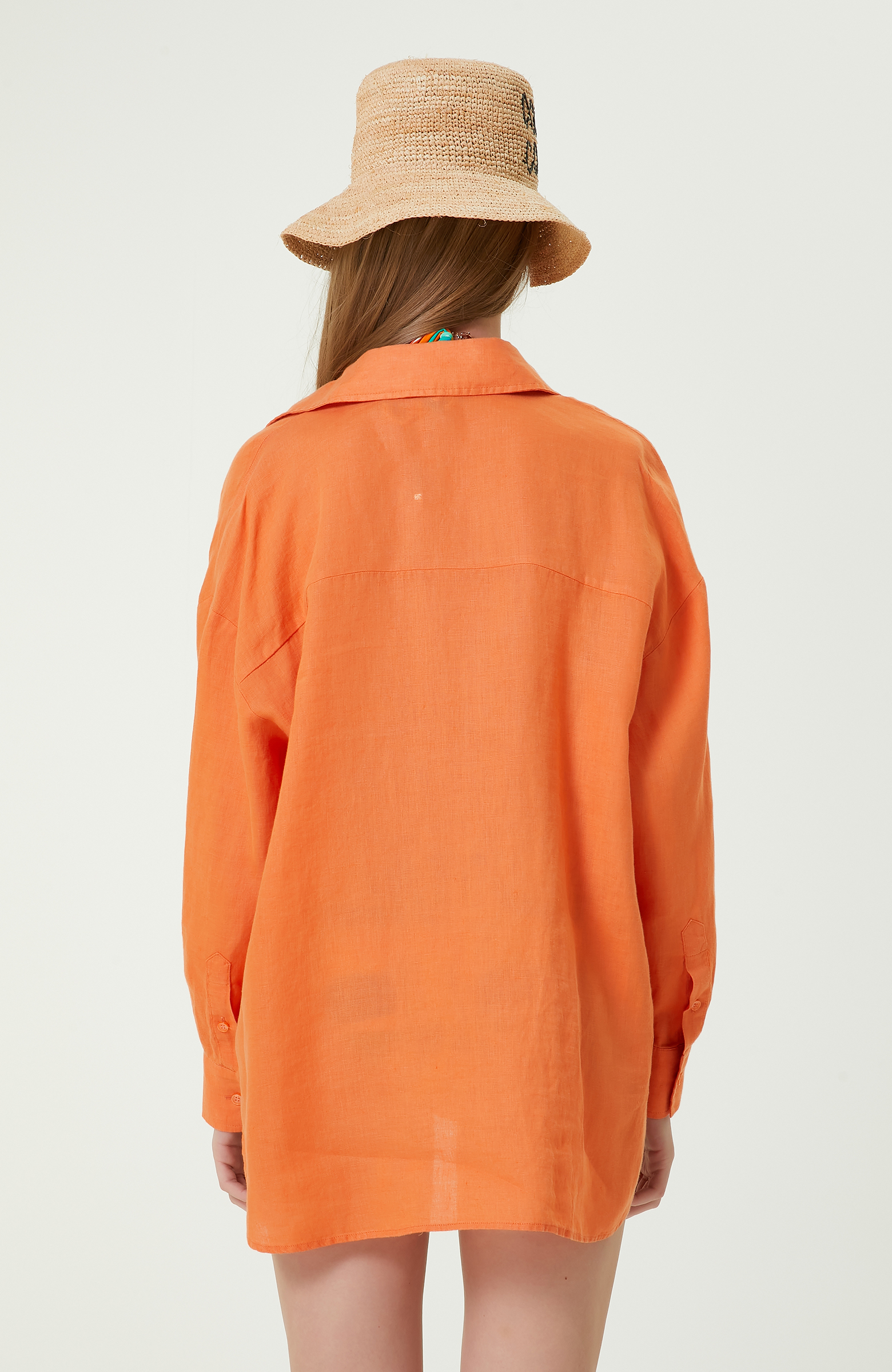 Turuncu Keten Gömlek