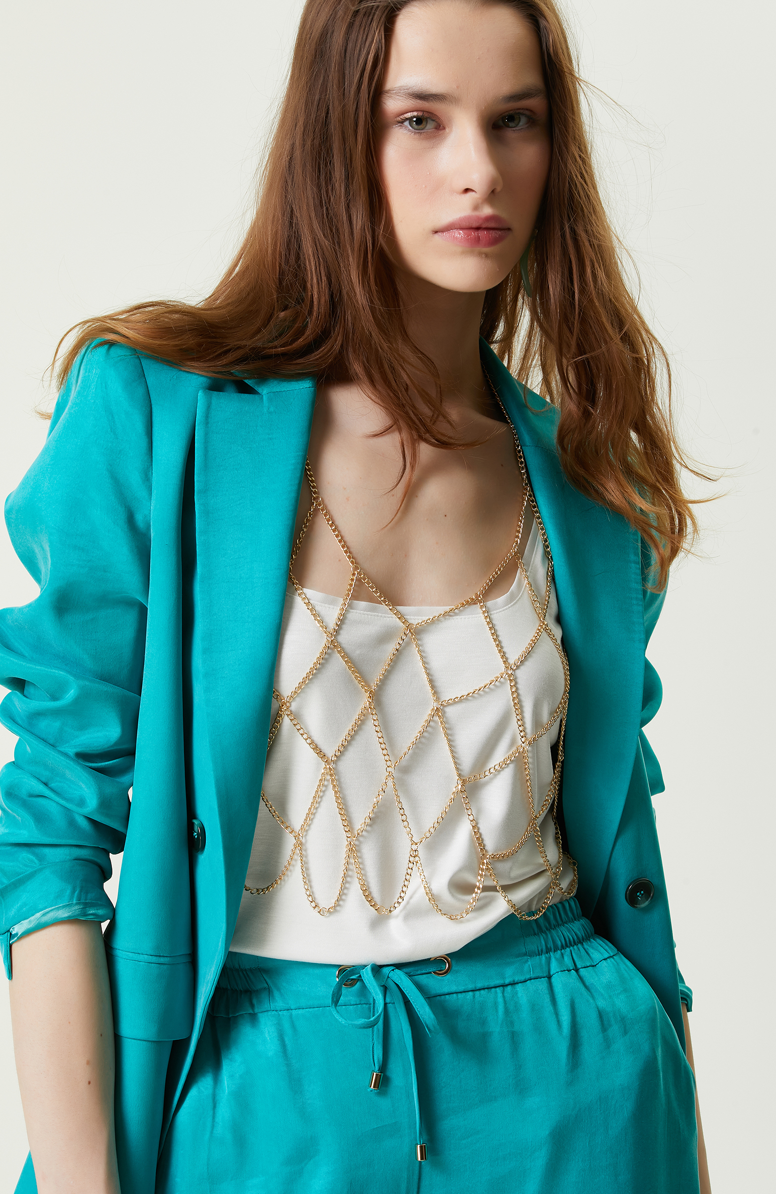 Ördek Başı Yeşil Dokuma Blazer Ceket