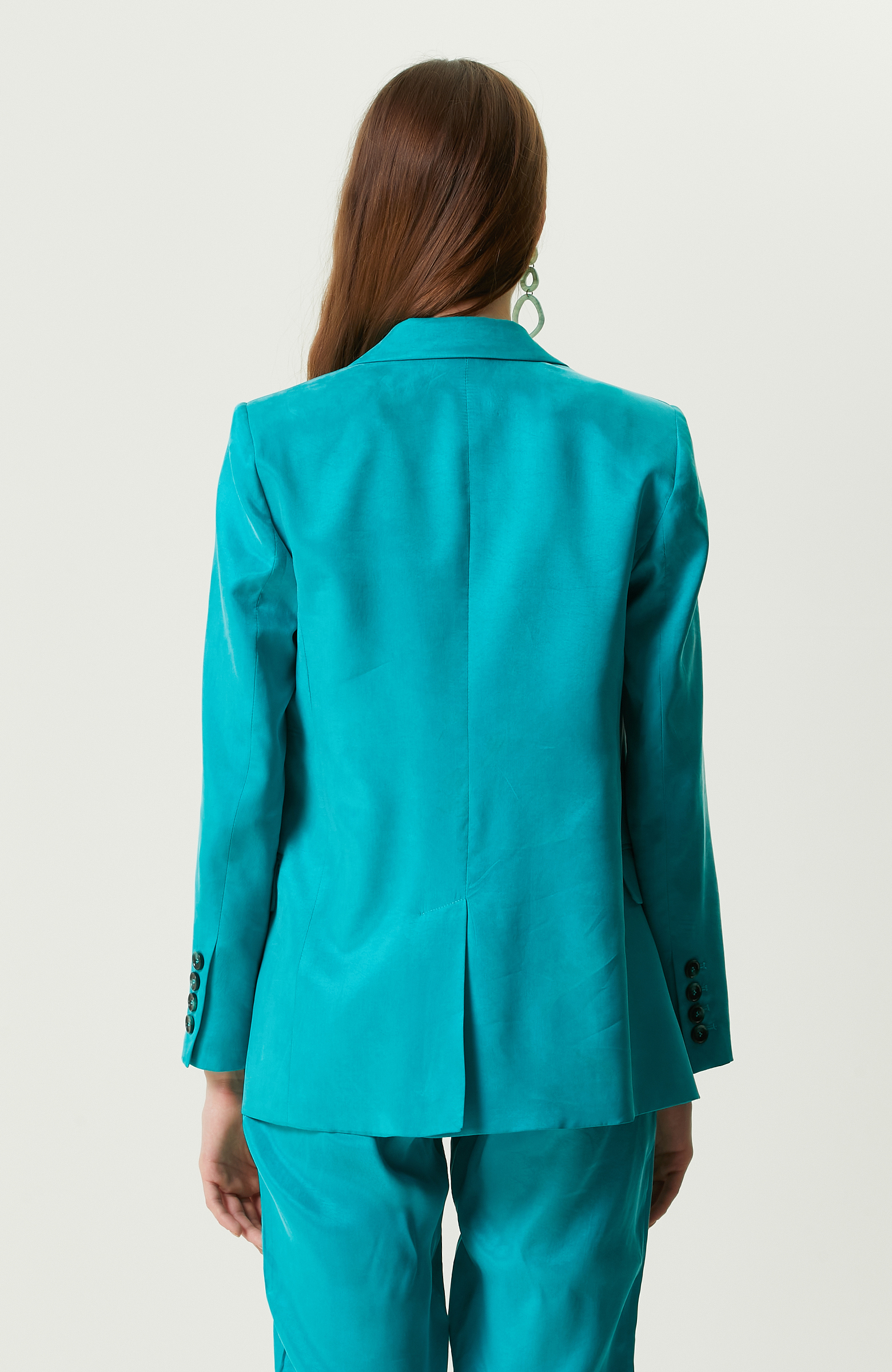 Ördek Başı Yeşil Dokuma Blazer Ceket