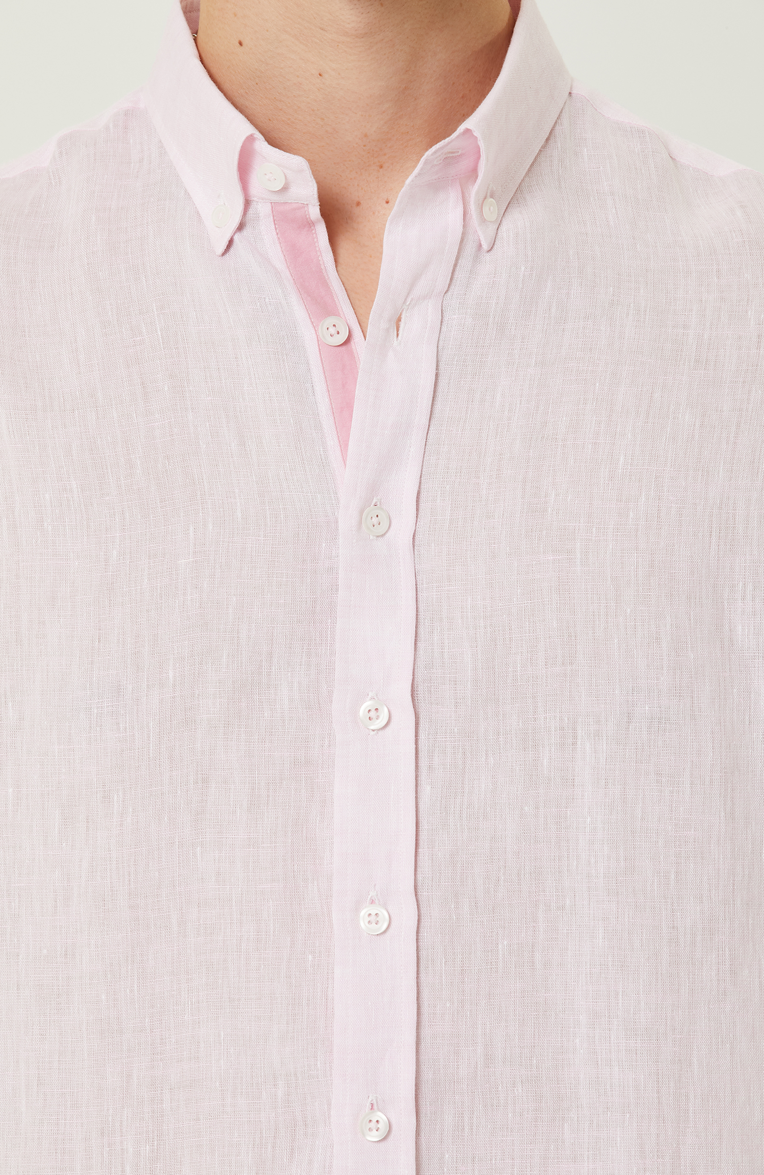 Pembe Uzun Kollu Keten Gömlek