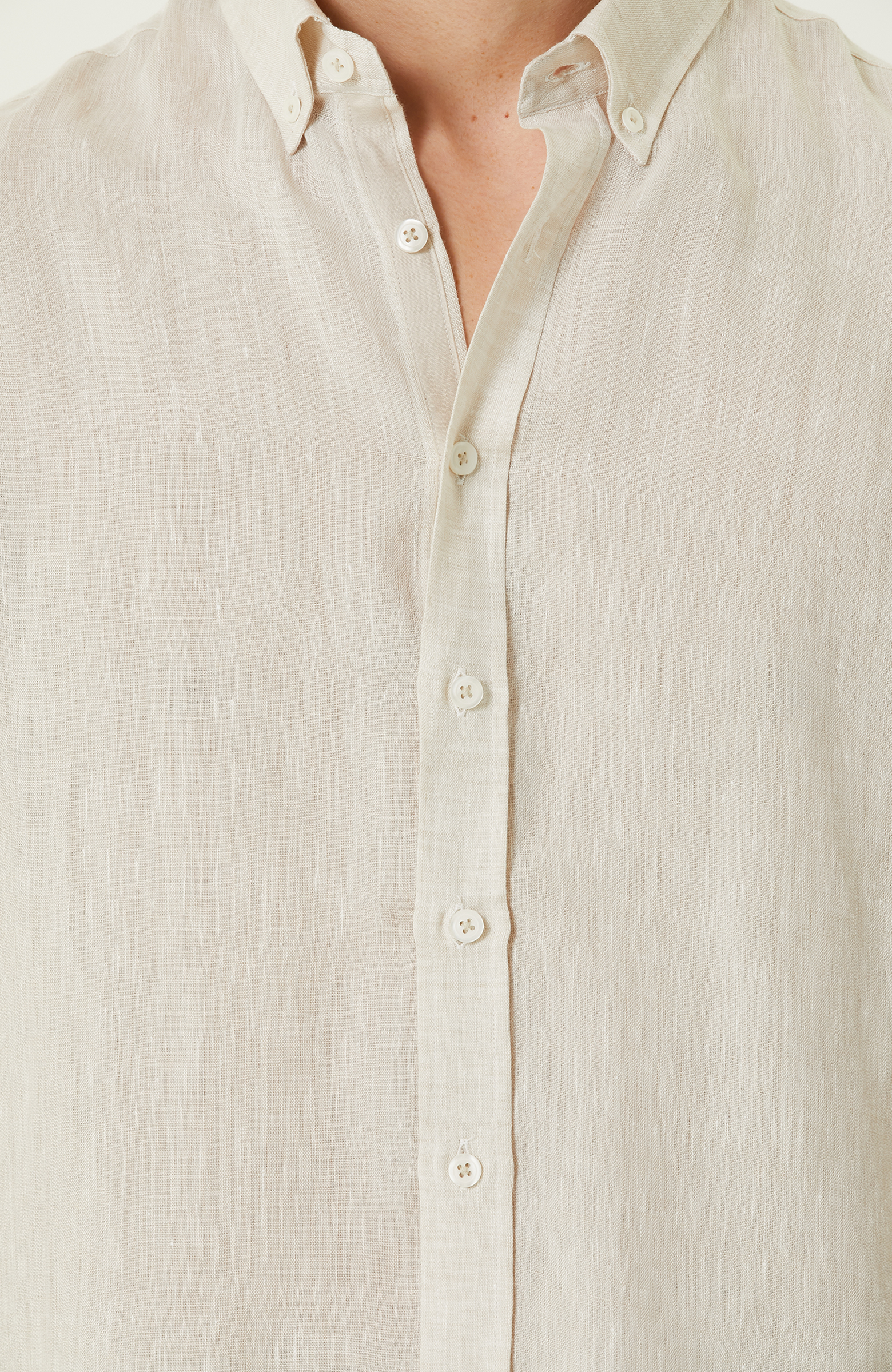 Bej Uzun Kollu Keten Gömlek