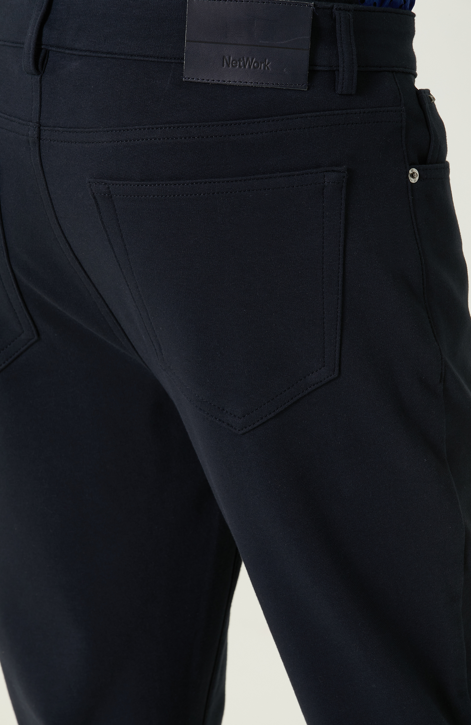 Lacivert Yan Cepli Casual Pantolon