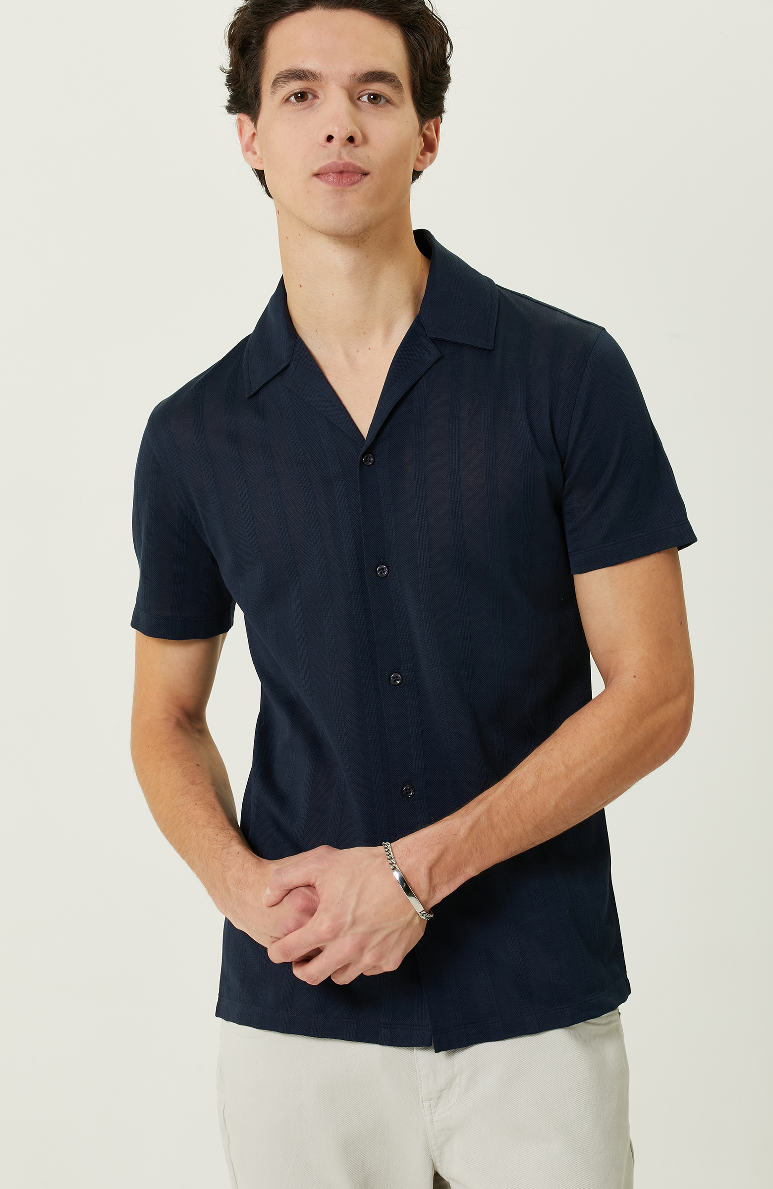 Lacivert Çizgili Gömlek