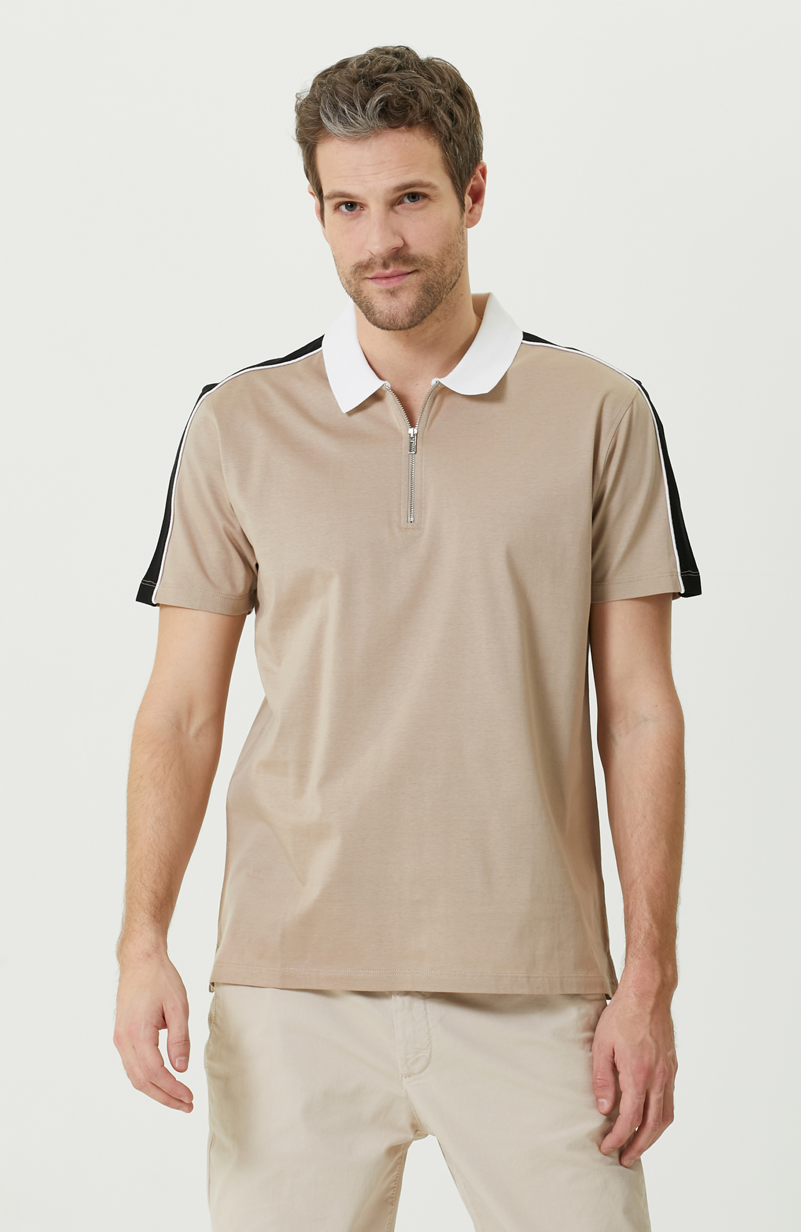 Vizon Polo Yaka Fermuarlı T-Shirt