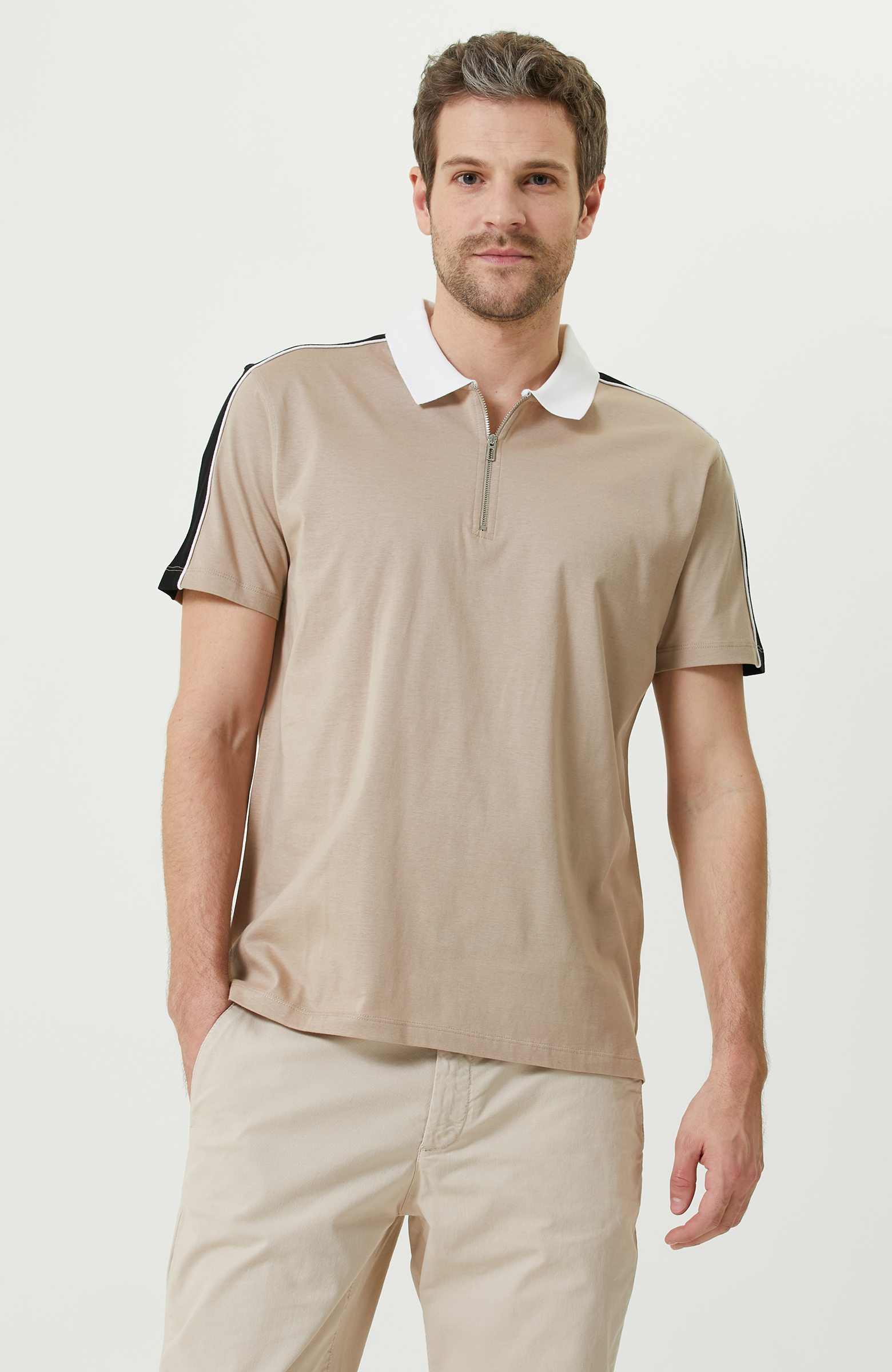 Vizon Polo Yaka Fermuarlı T-Shirt