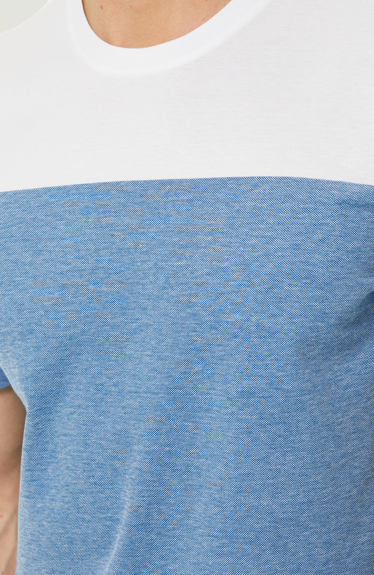 Turkuaz Beyaz Kısa Kollu Bisiklet Yaka T-shirt