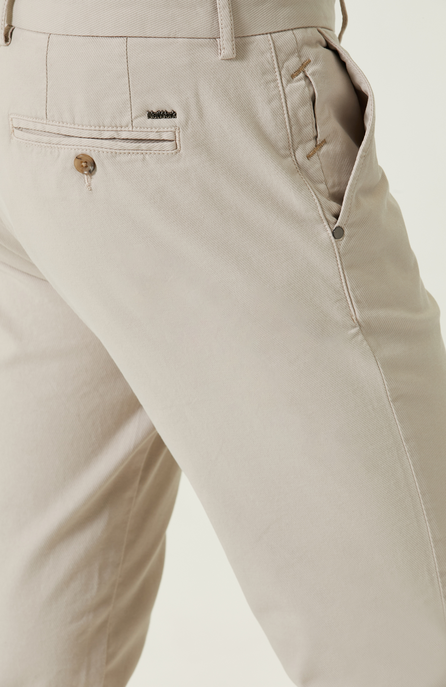 Bej Düz Paça Casual Pantolon