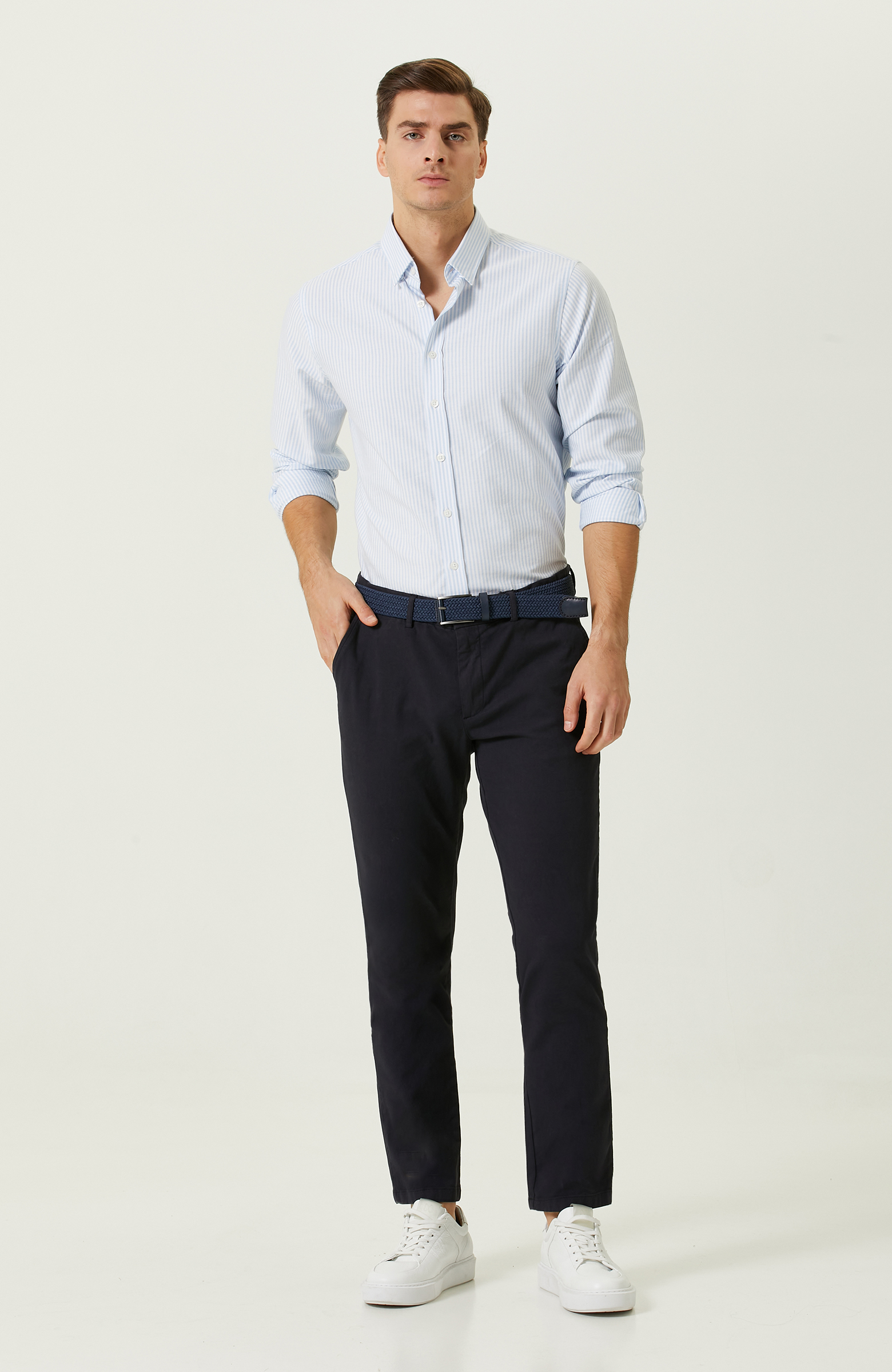 Lacivert Düz Paça Casual Pantolon