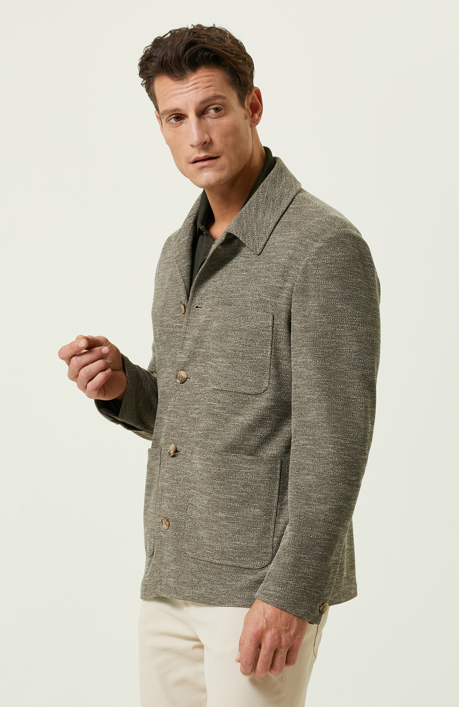 Camel Jakarlı Blazer Ceket