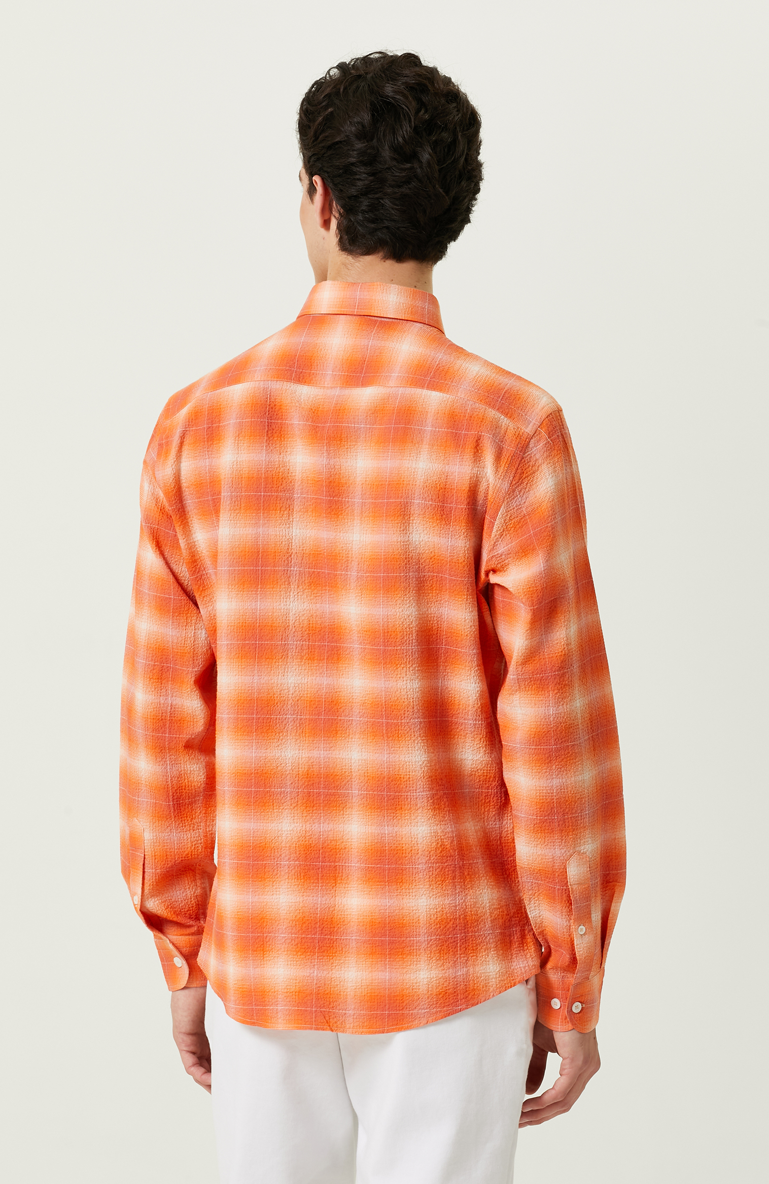 Turuncu Ekose Uzun Kollu Gömlek