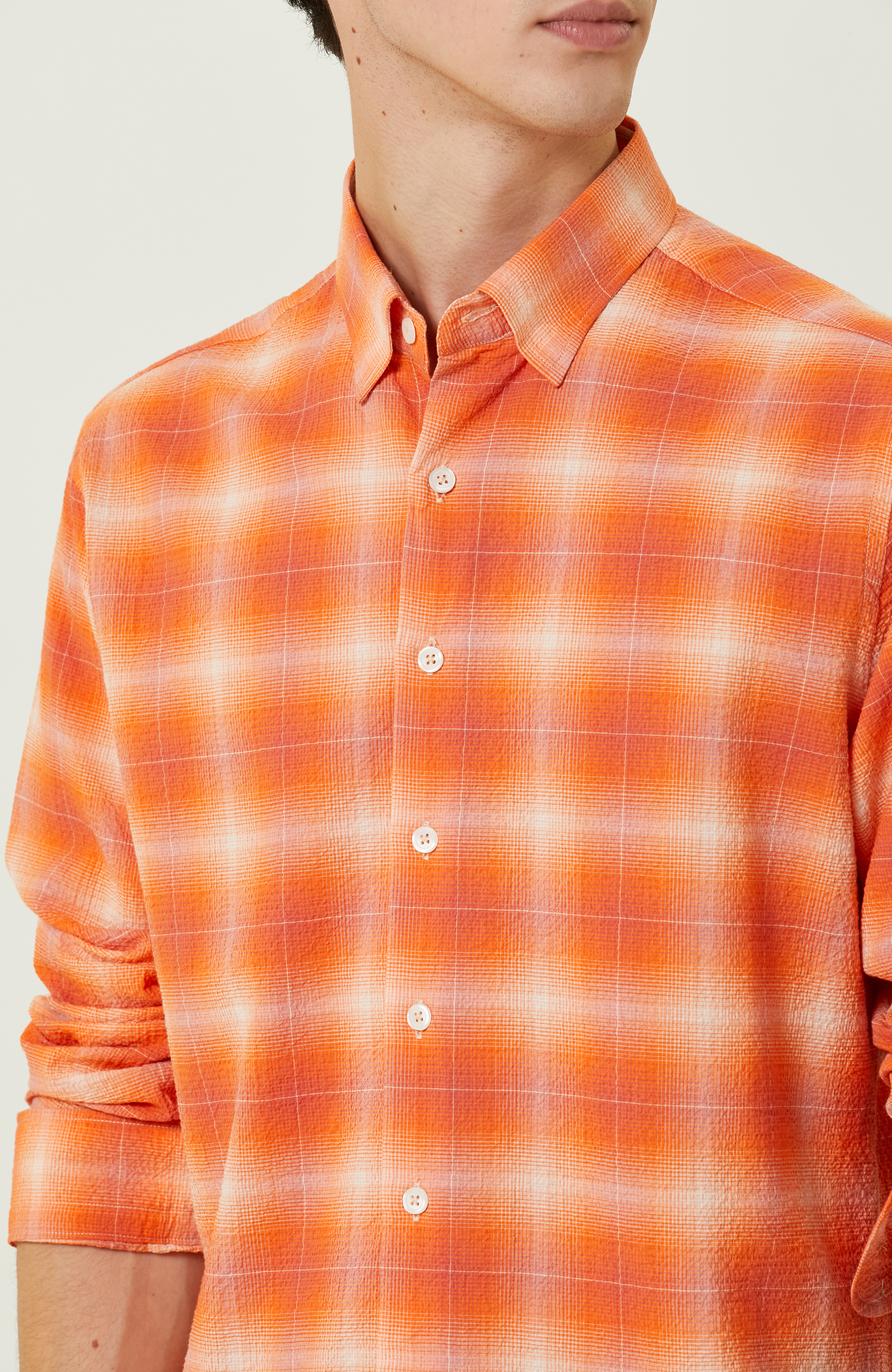 Turuncu Ekose Uzun Kollu Gömlek