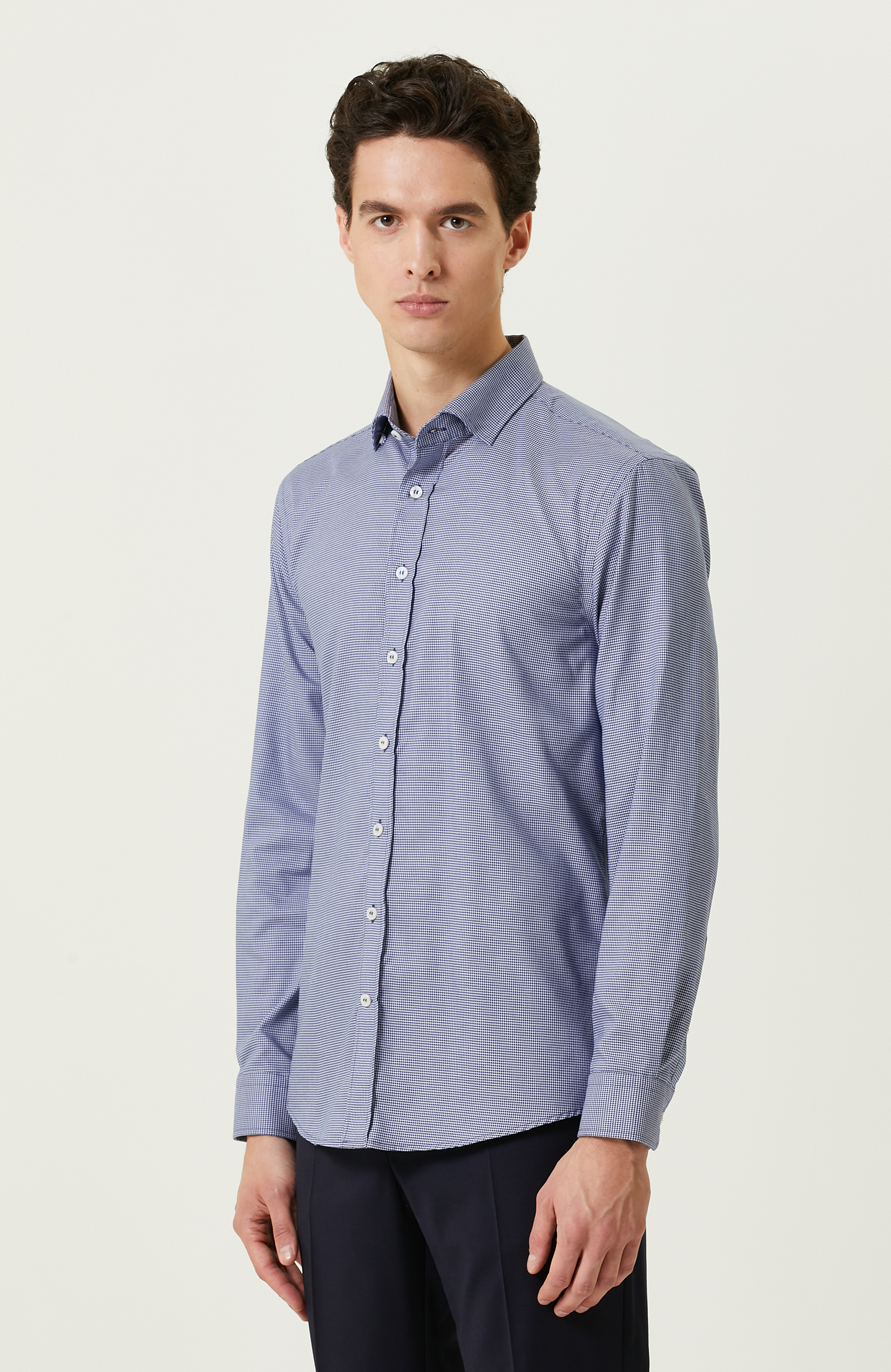 Non-Iron Mavi Beyaz Gömlek