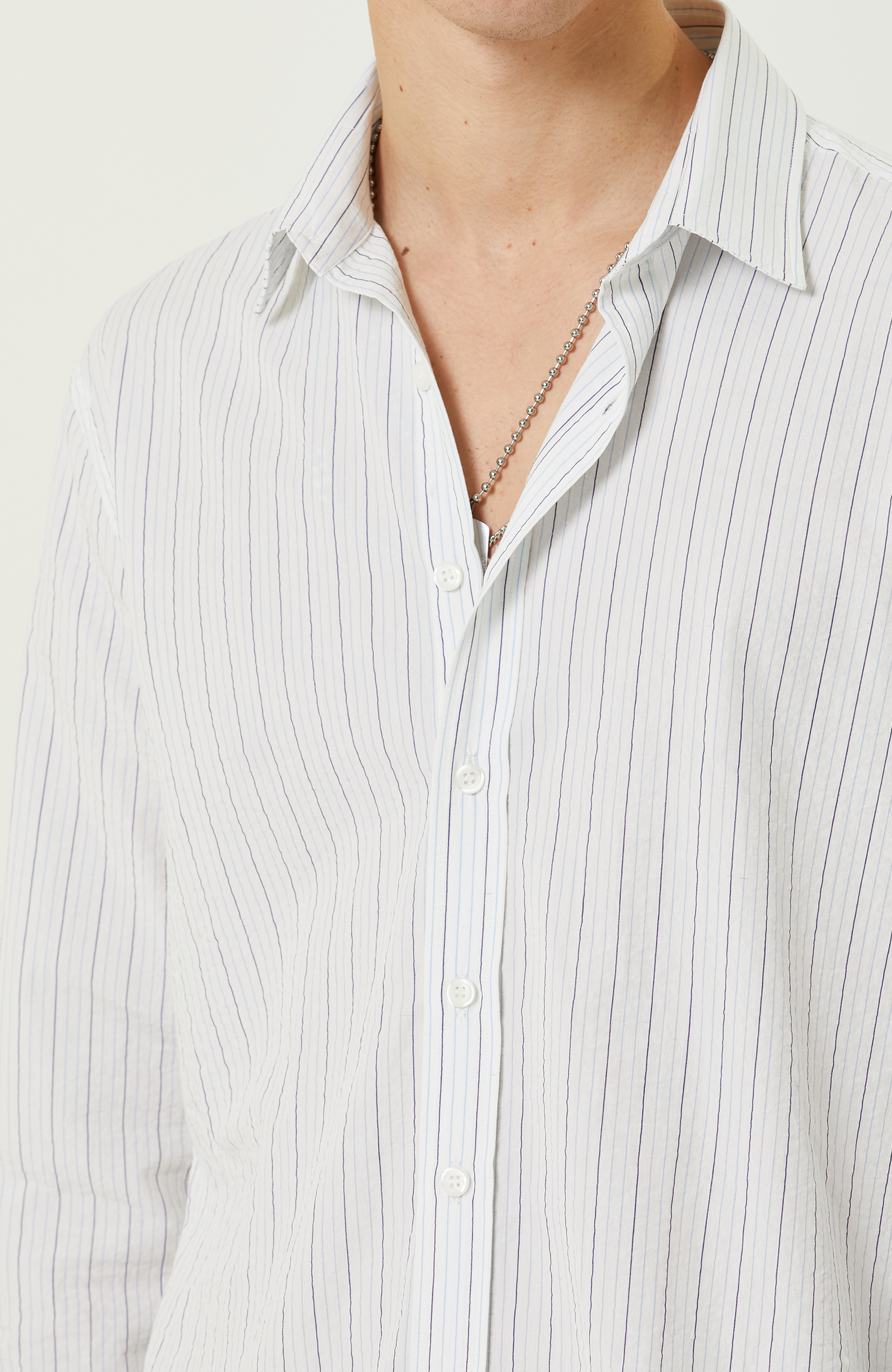 Beyaz Mavi Çizgili Gömlek