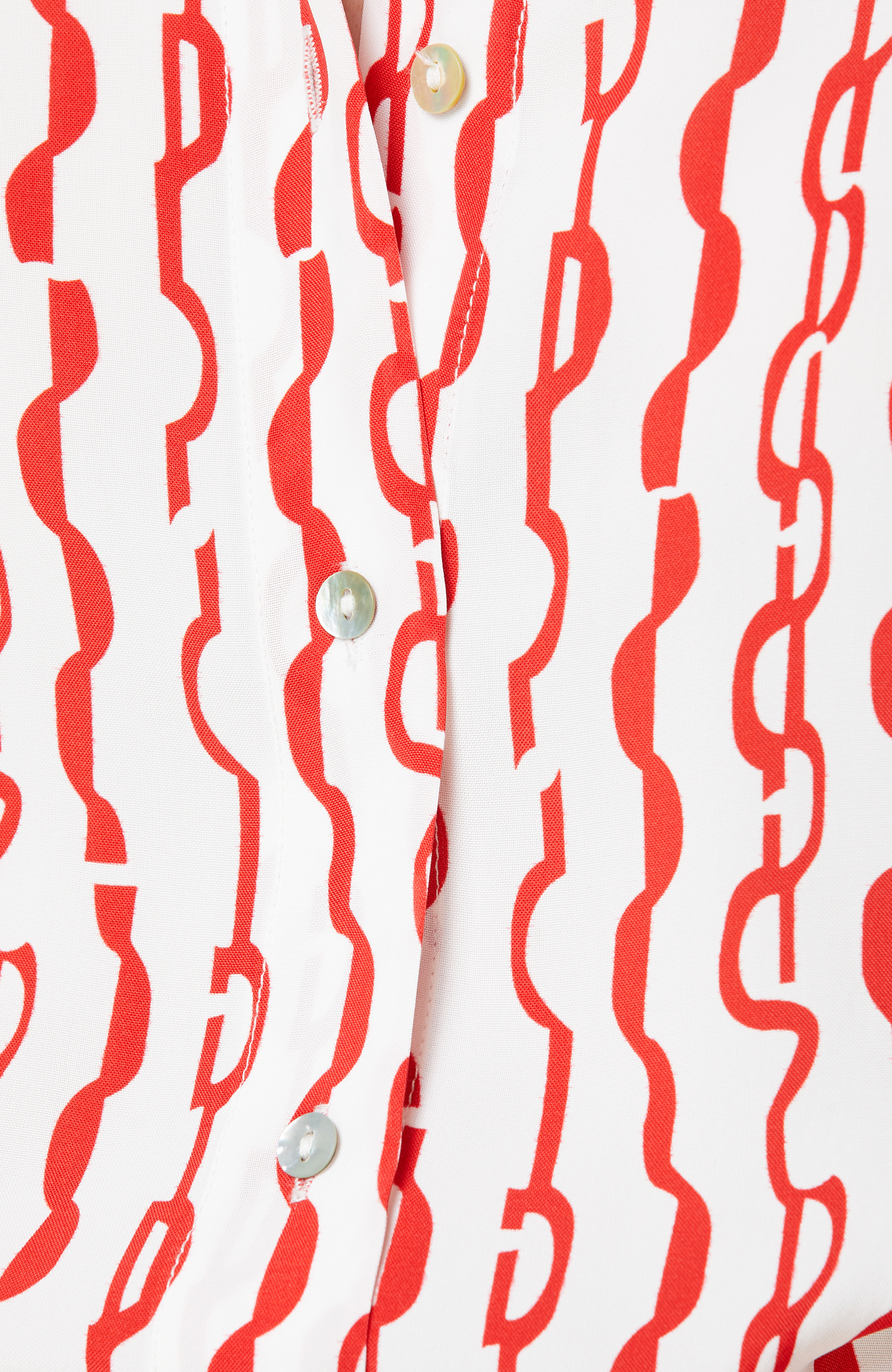 Beyaz Kırmızı Desenli Uzun Kollu Gömlek