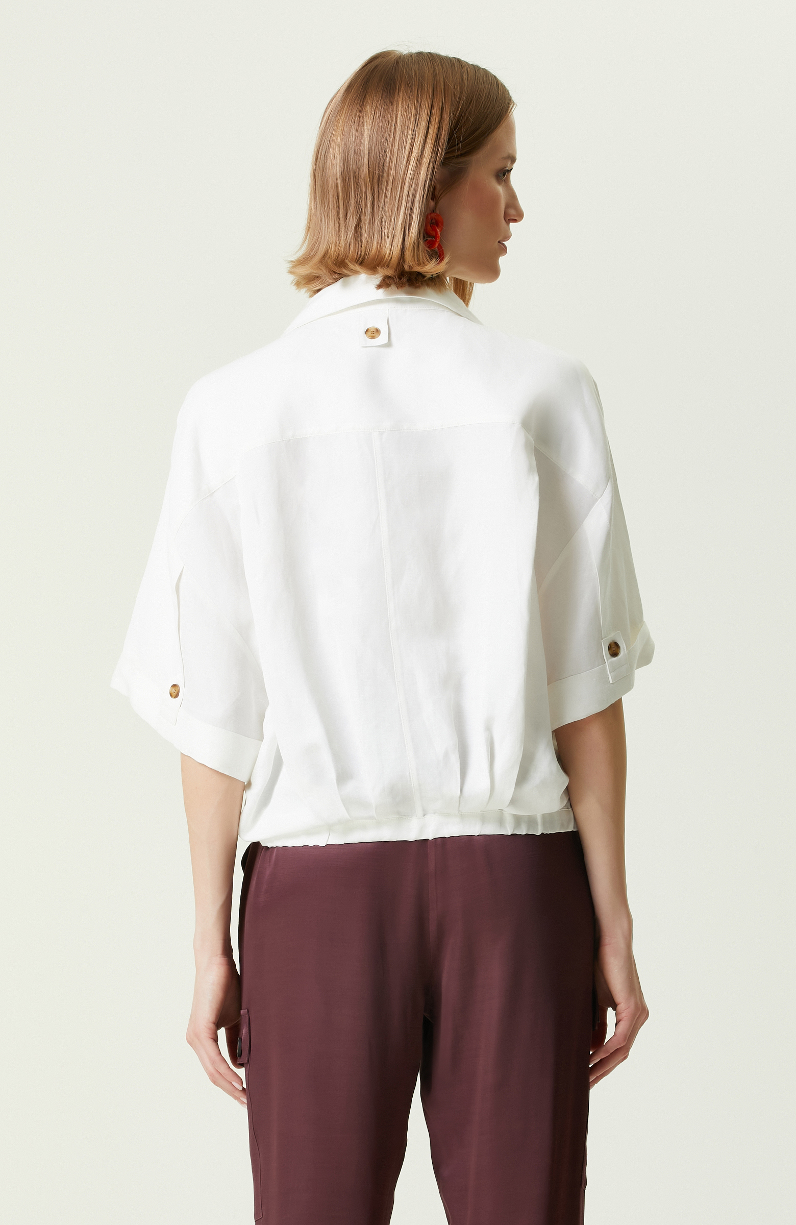 Ekru Kısa Kollu Gömlek