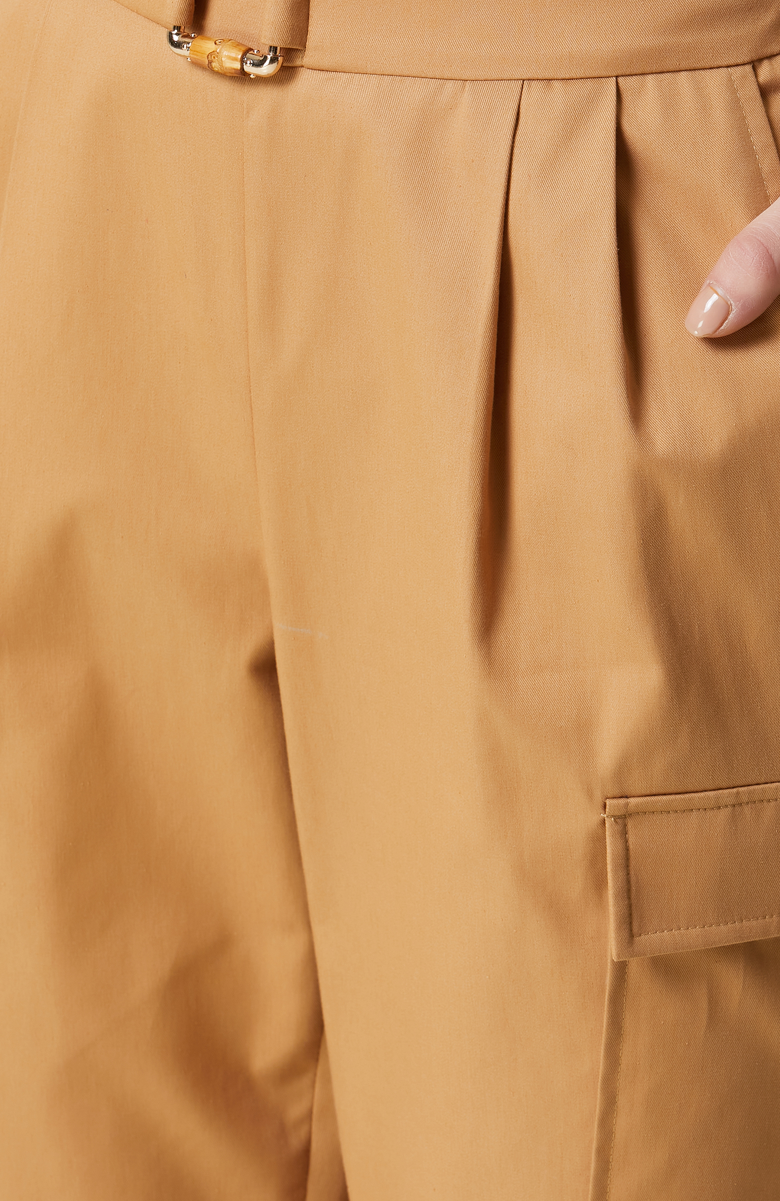 Camel Yüksek Bel Kargo Cep Pantolon