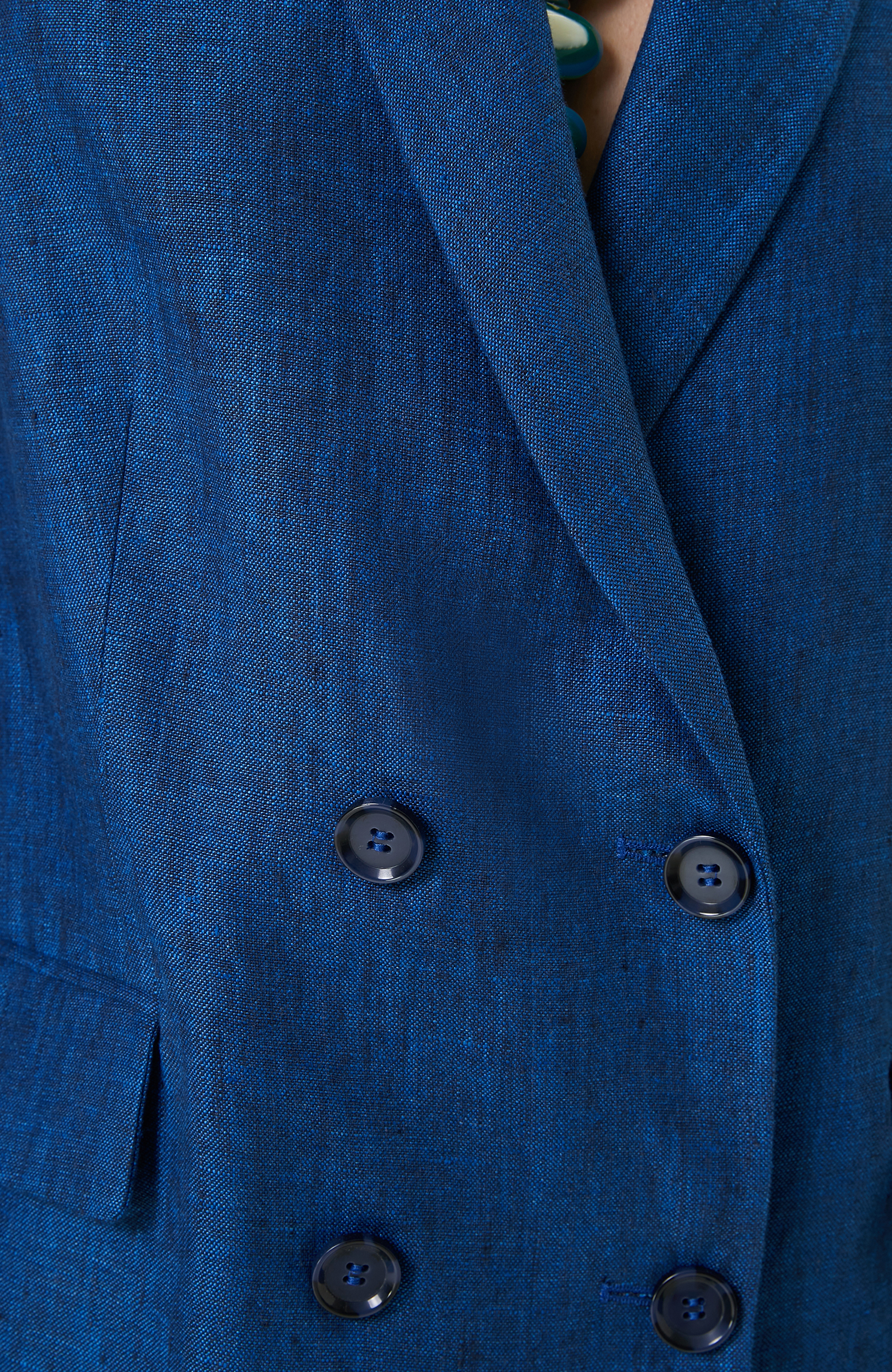 Lacivert Keten Blazer Ceket