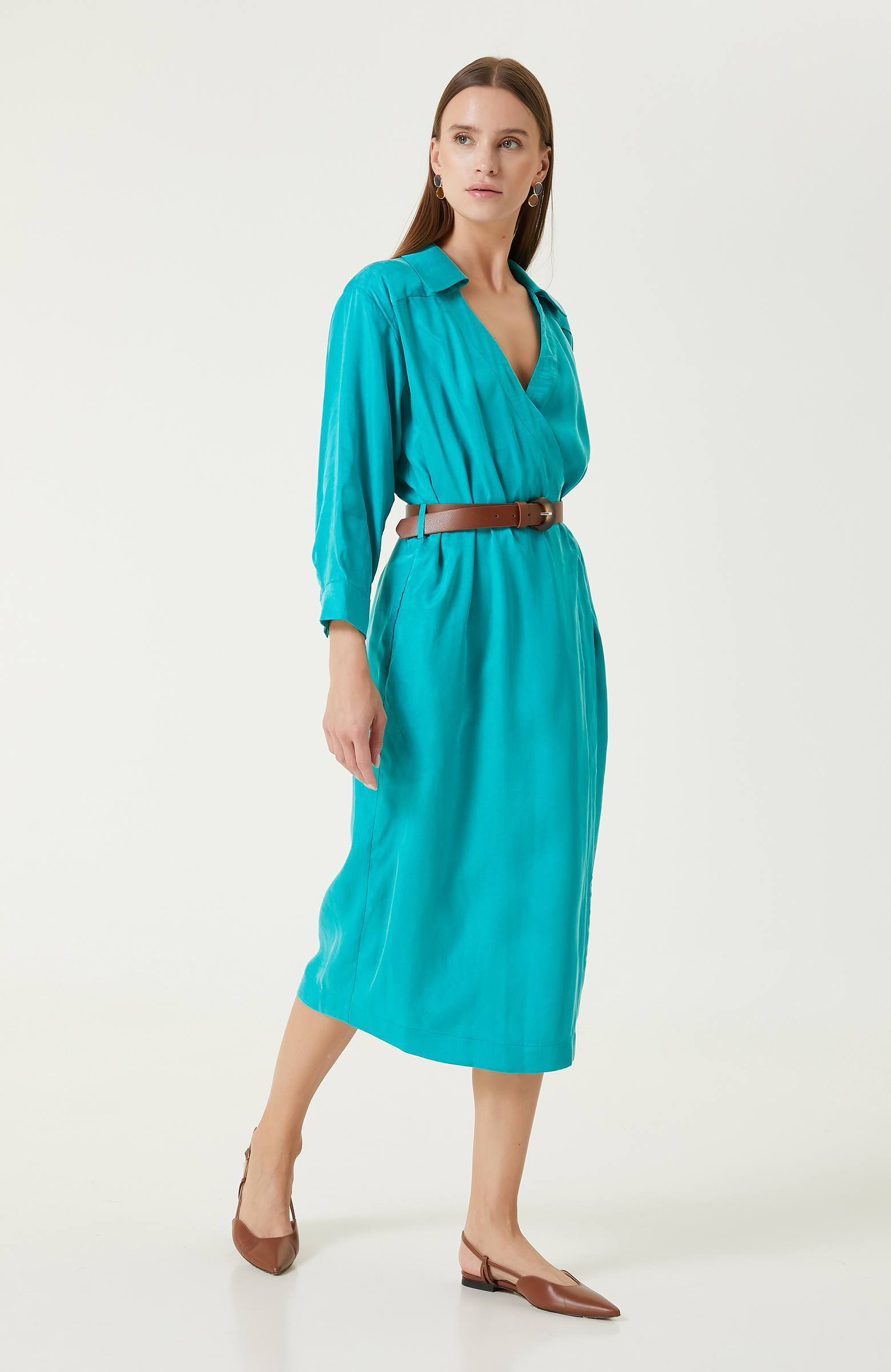 Yeşil Kruvaze Elbise