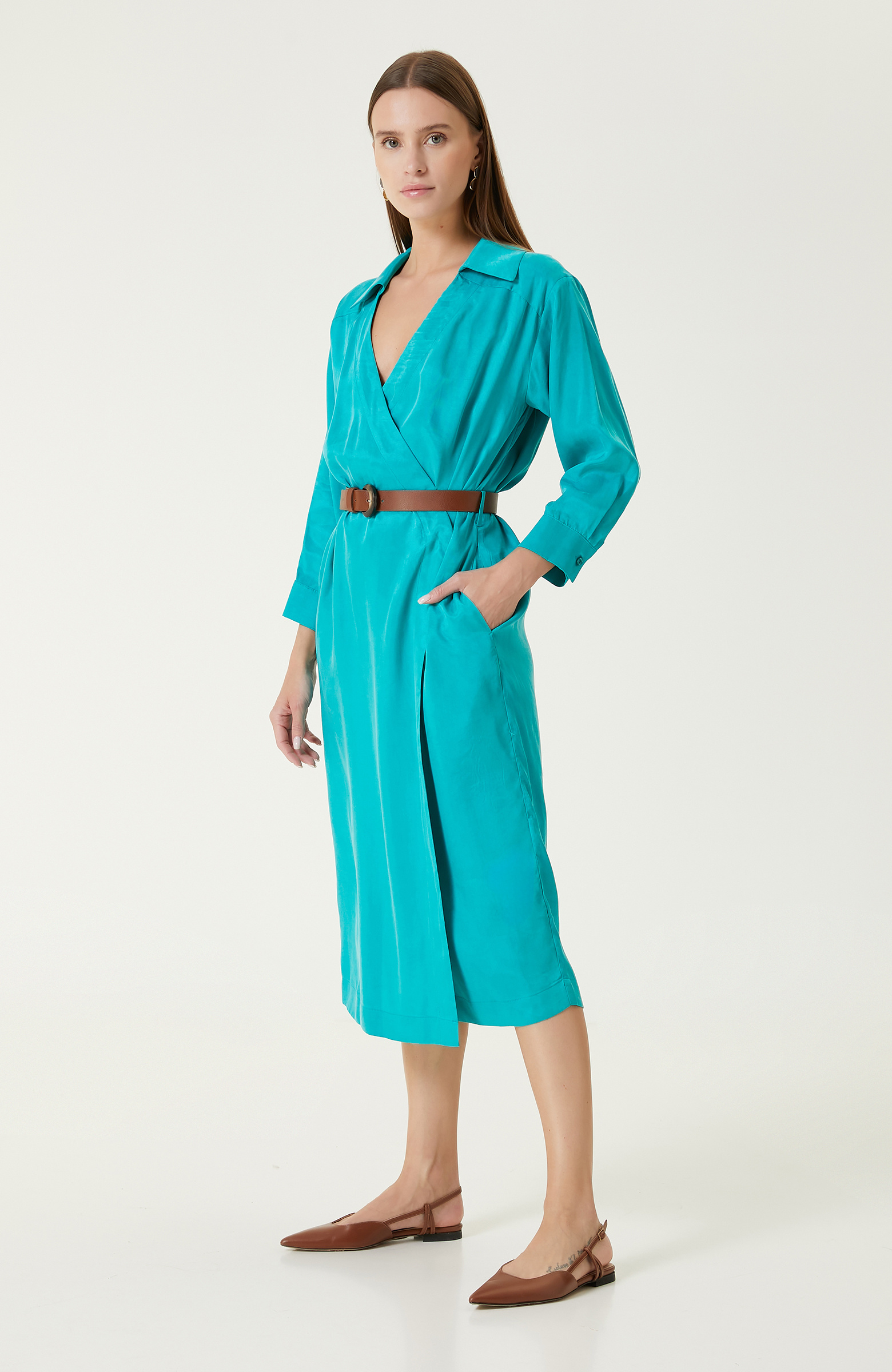 Yeşil Kruvaze Elbise