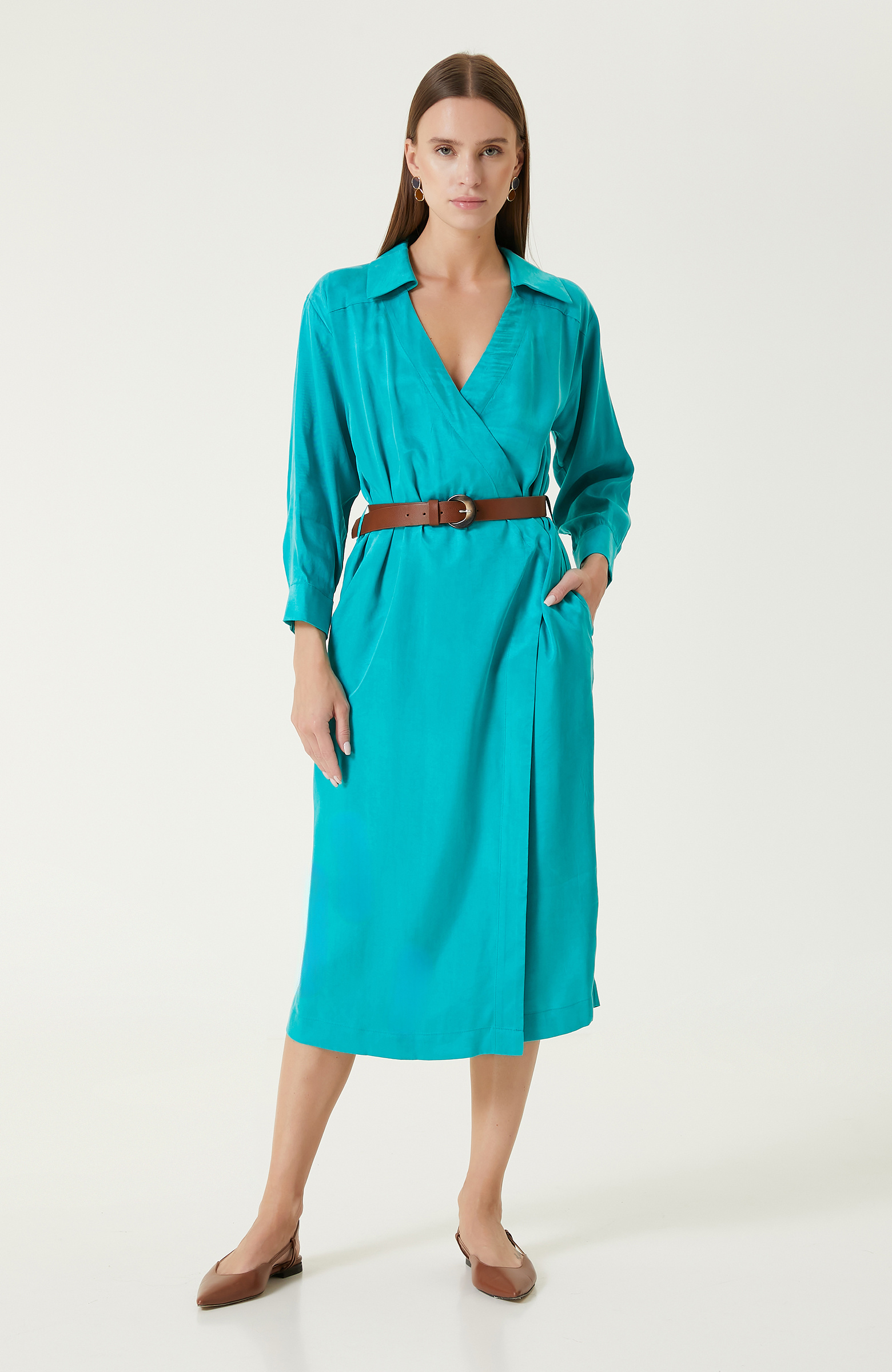 Yeşil Kruvaze Elbise