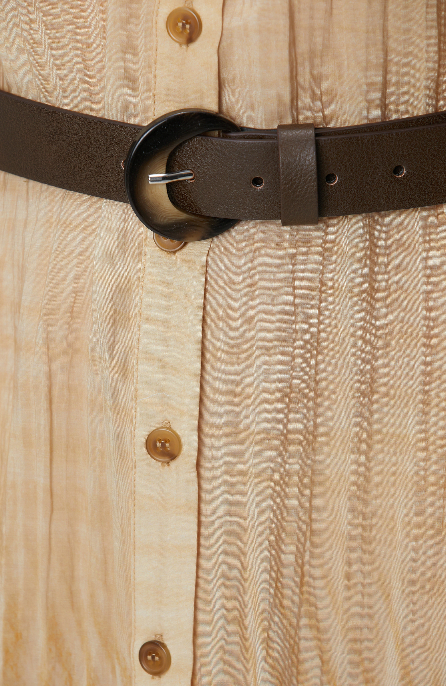 Camel Uzun Kollu Gömlek Elbise