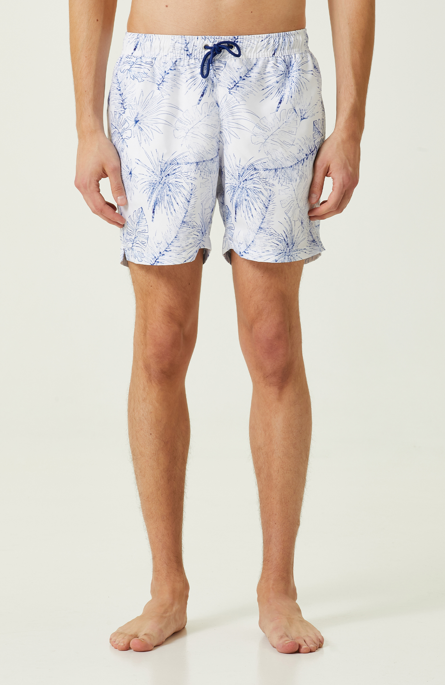 Lacivert-Ekru Şort Mayo