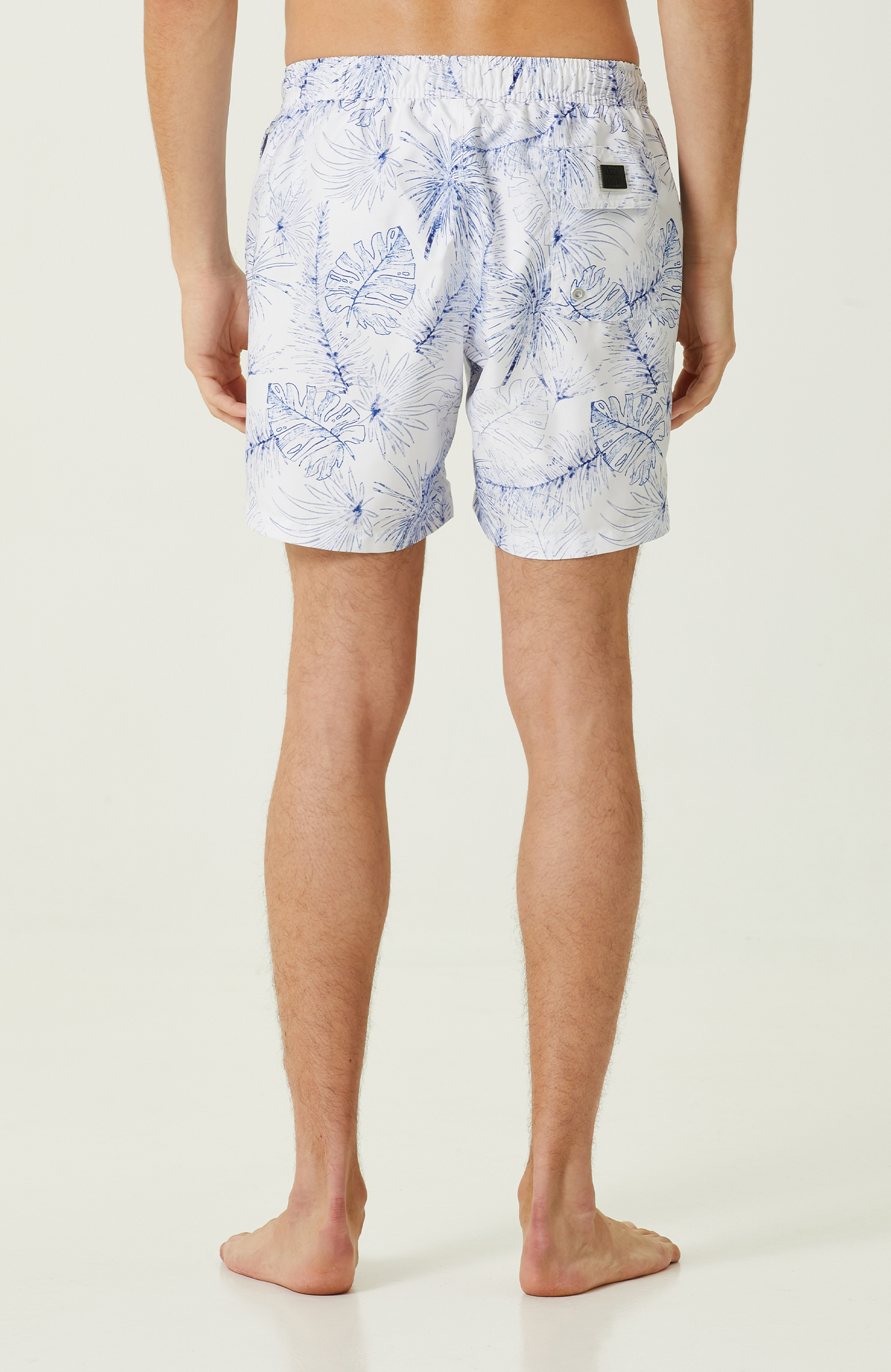 Lacivert-Ekru Şort Mayo