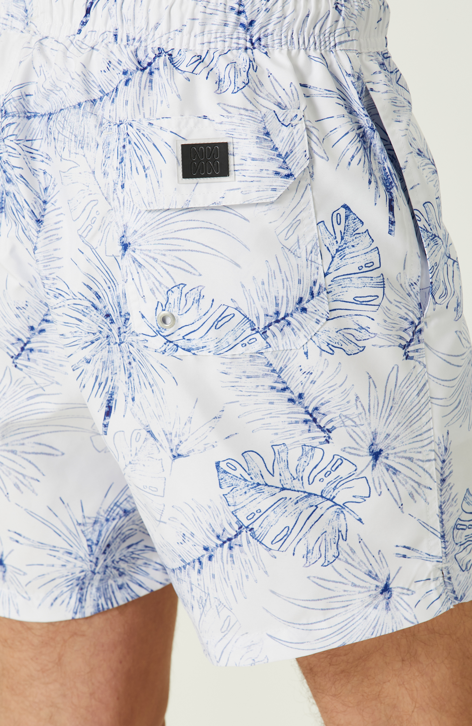 Lacivert-Ekru Şort Mayo