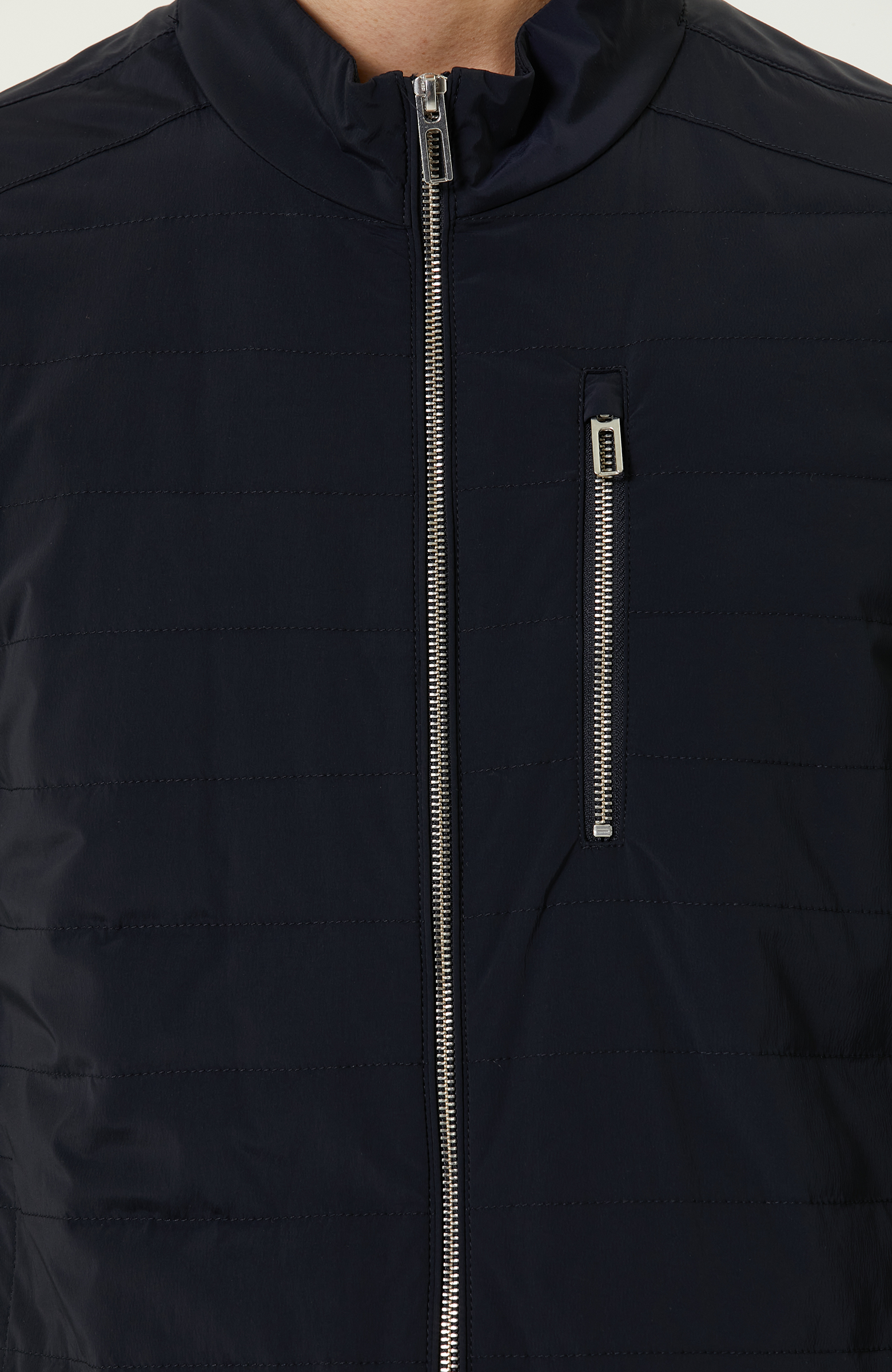 Lacivert Dik Yaka Mont