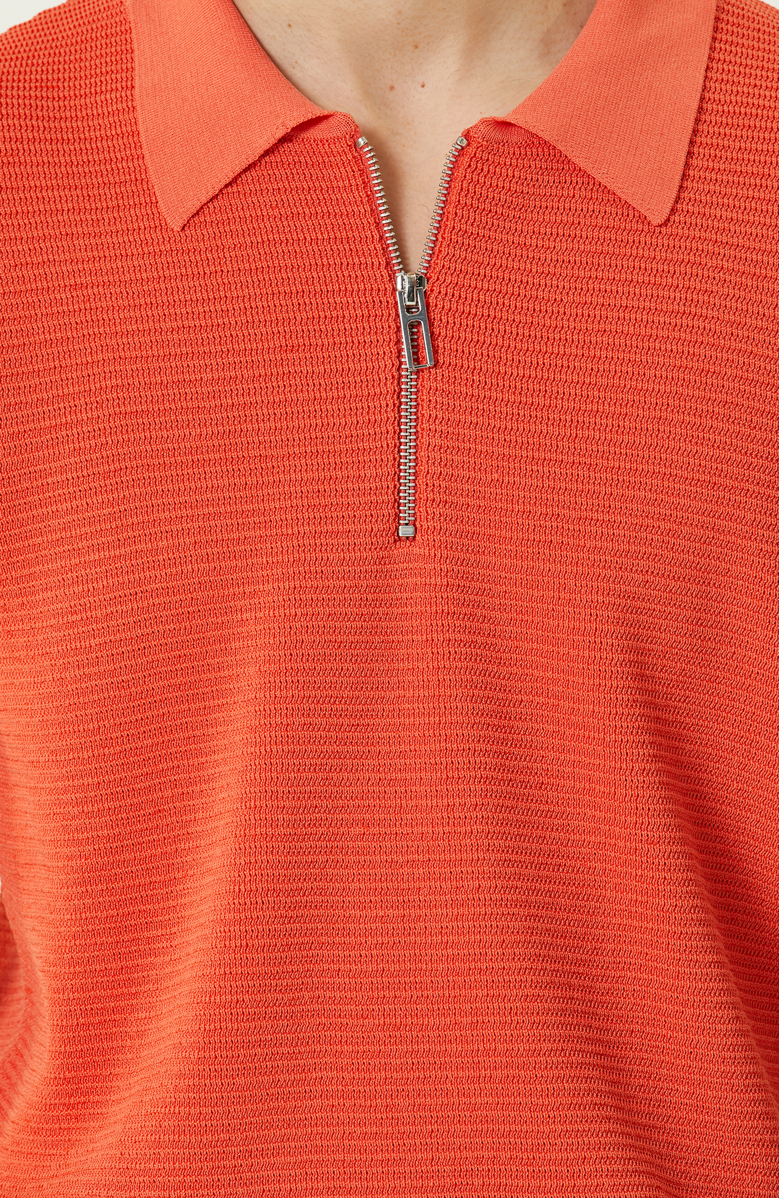 Turuncu Polo Yaka Kısa Kollu Triko Kazak