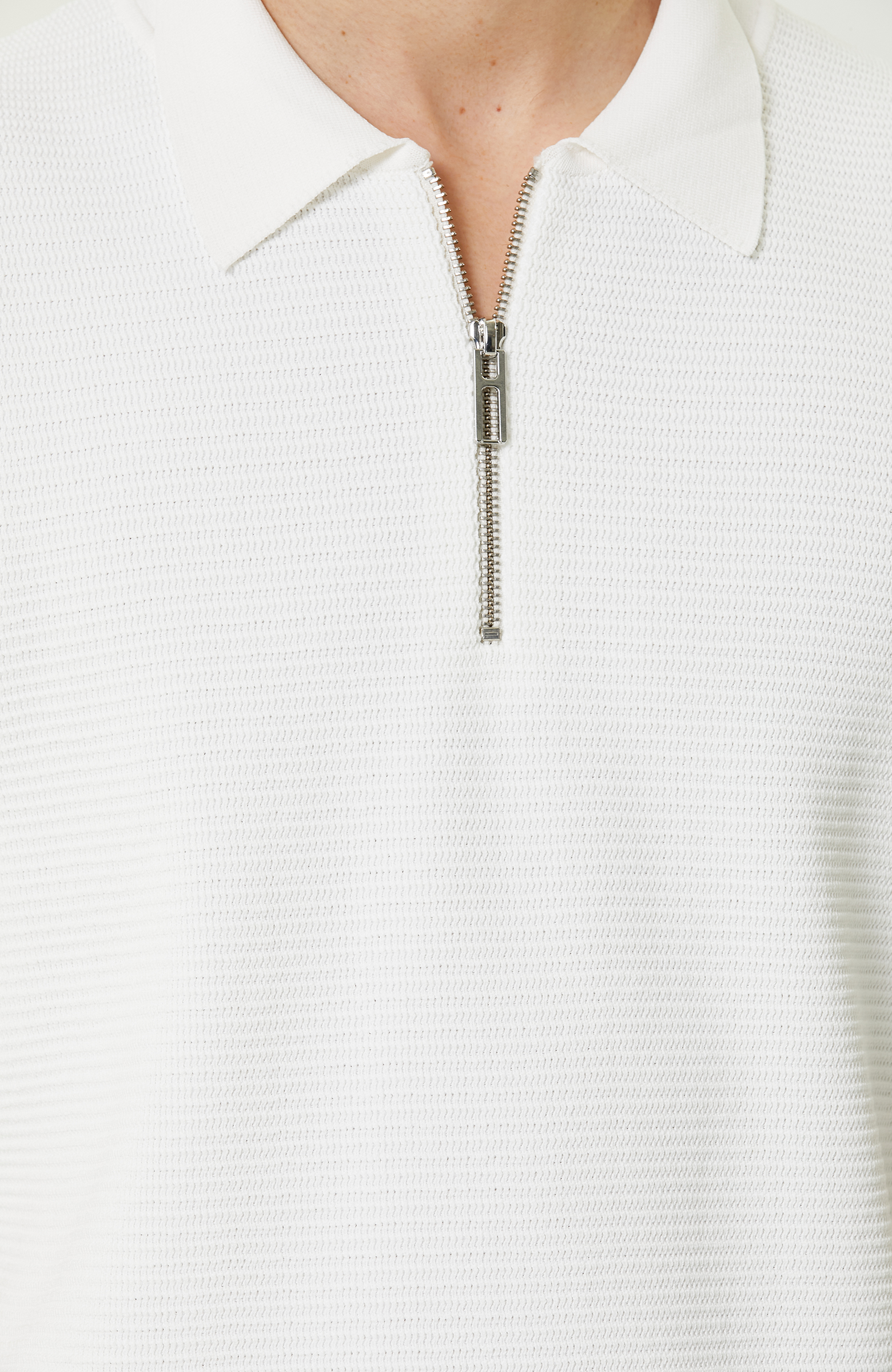 Ekru Polo Yaka Kısa Kollu Triko Kazak