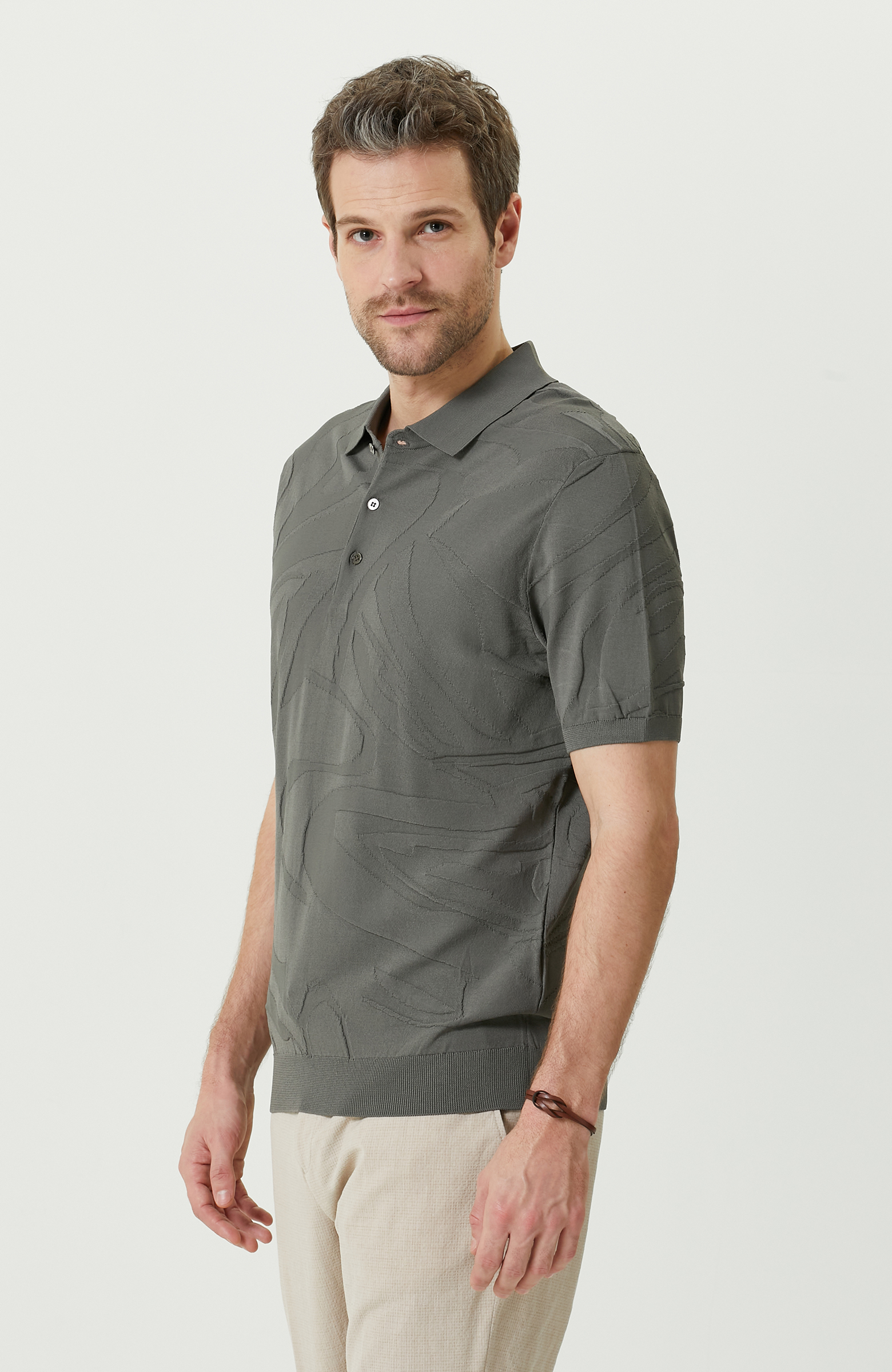 N-Tech Haki Polo Yaka Jakarlı Triko