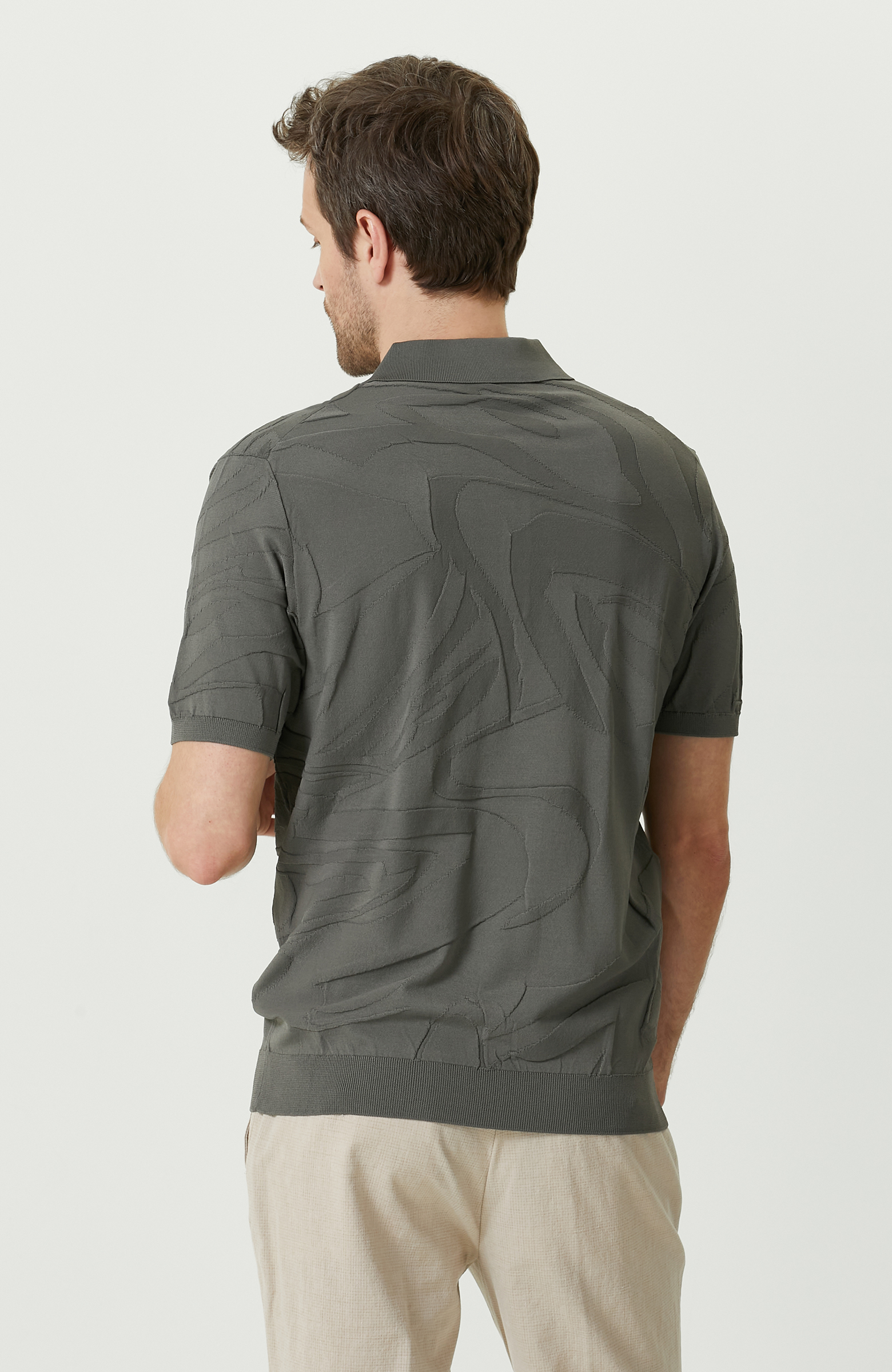 N-Tech Haki Polo Yaka Jakarlı Triko