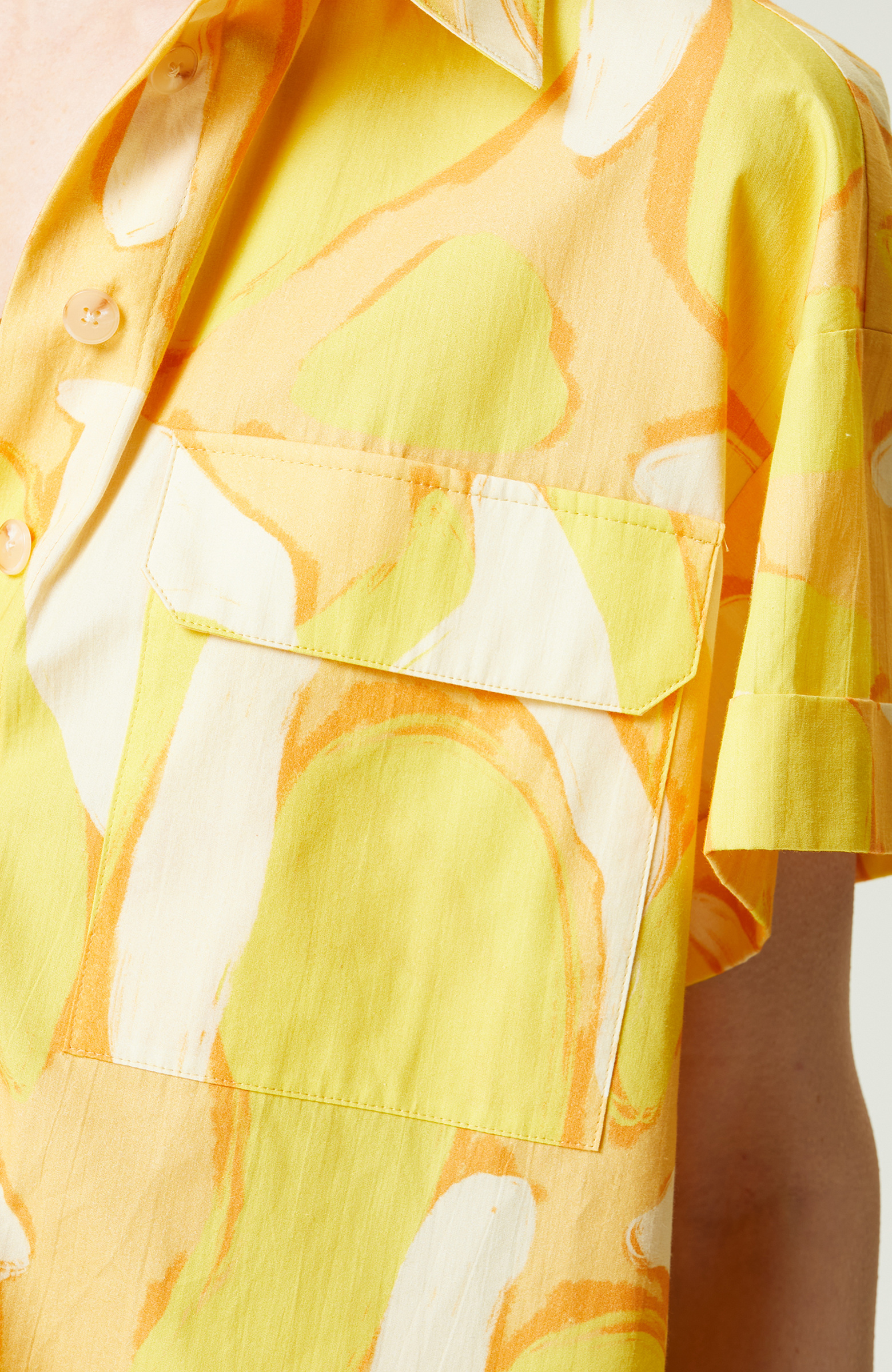 Sarı Desenli Kısa Kollu Gömlek