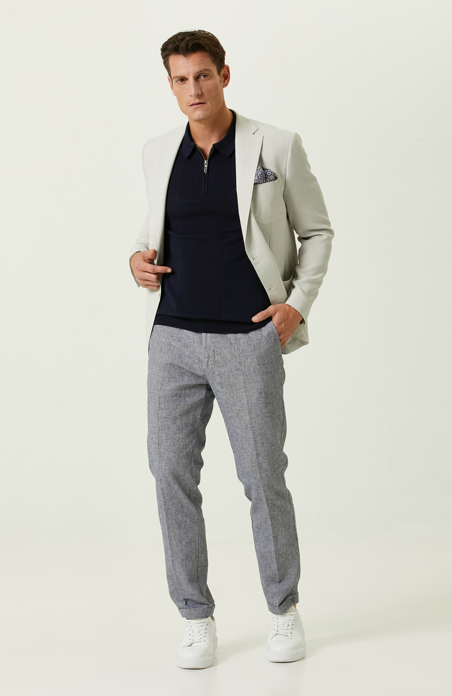 Lacivert Duble Paça Pantolon