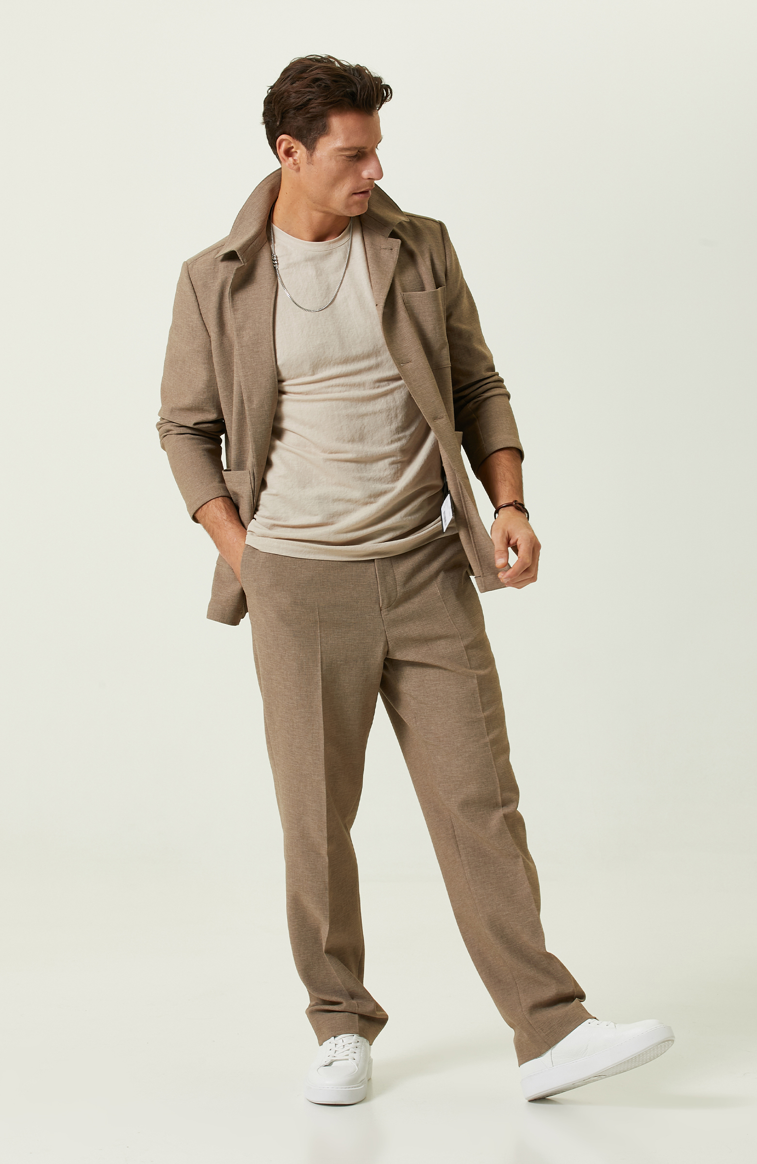 Vizon Jakarlı Bol Paça Pantolon