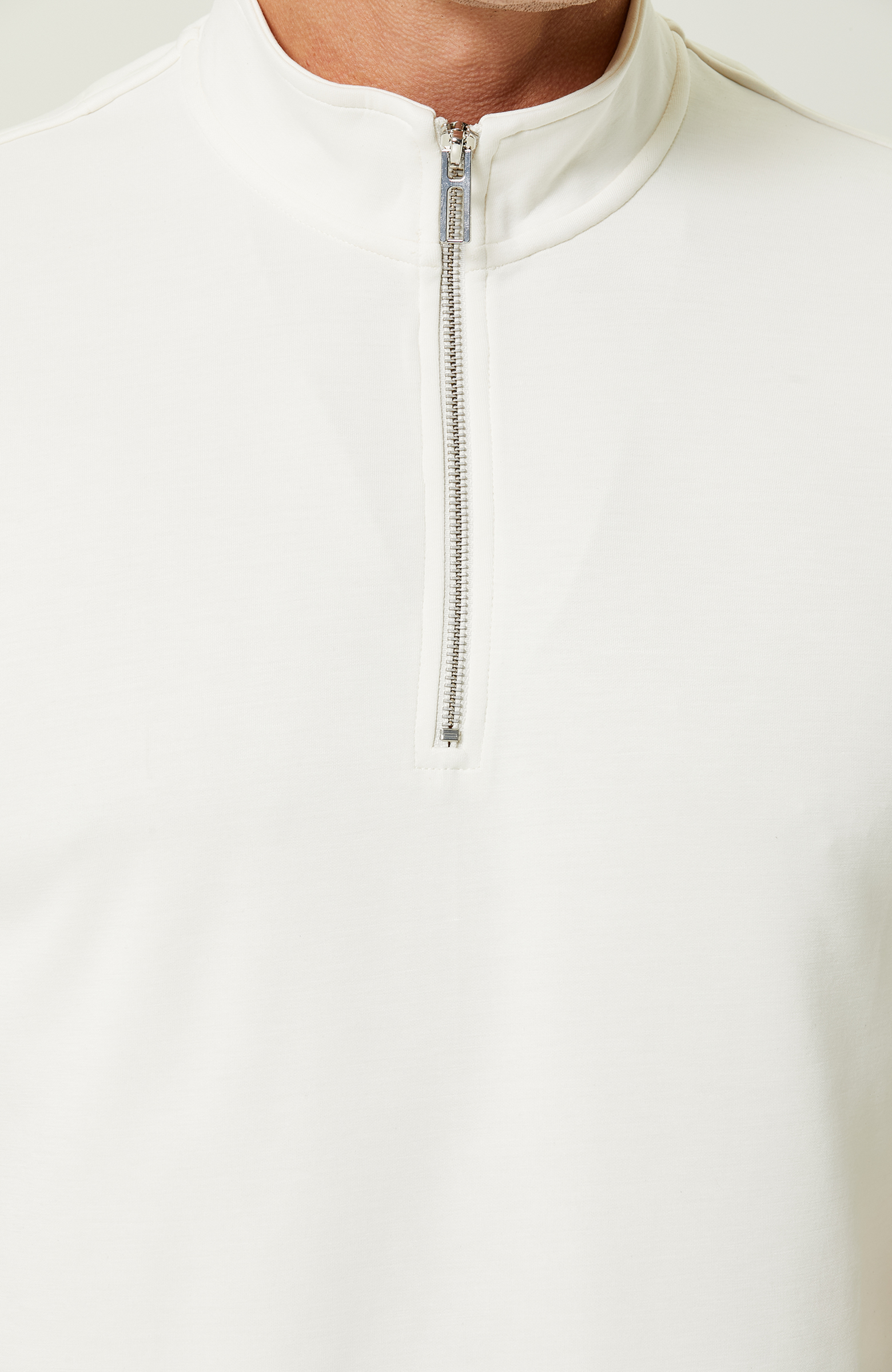 Ekru Kısa Kollu Dik Yaka Sweatshirt