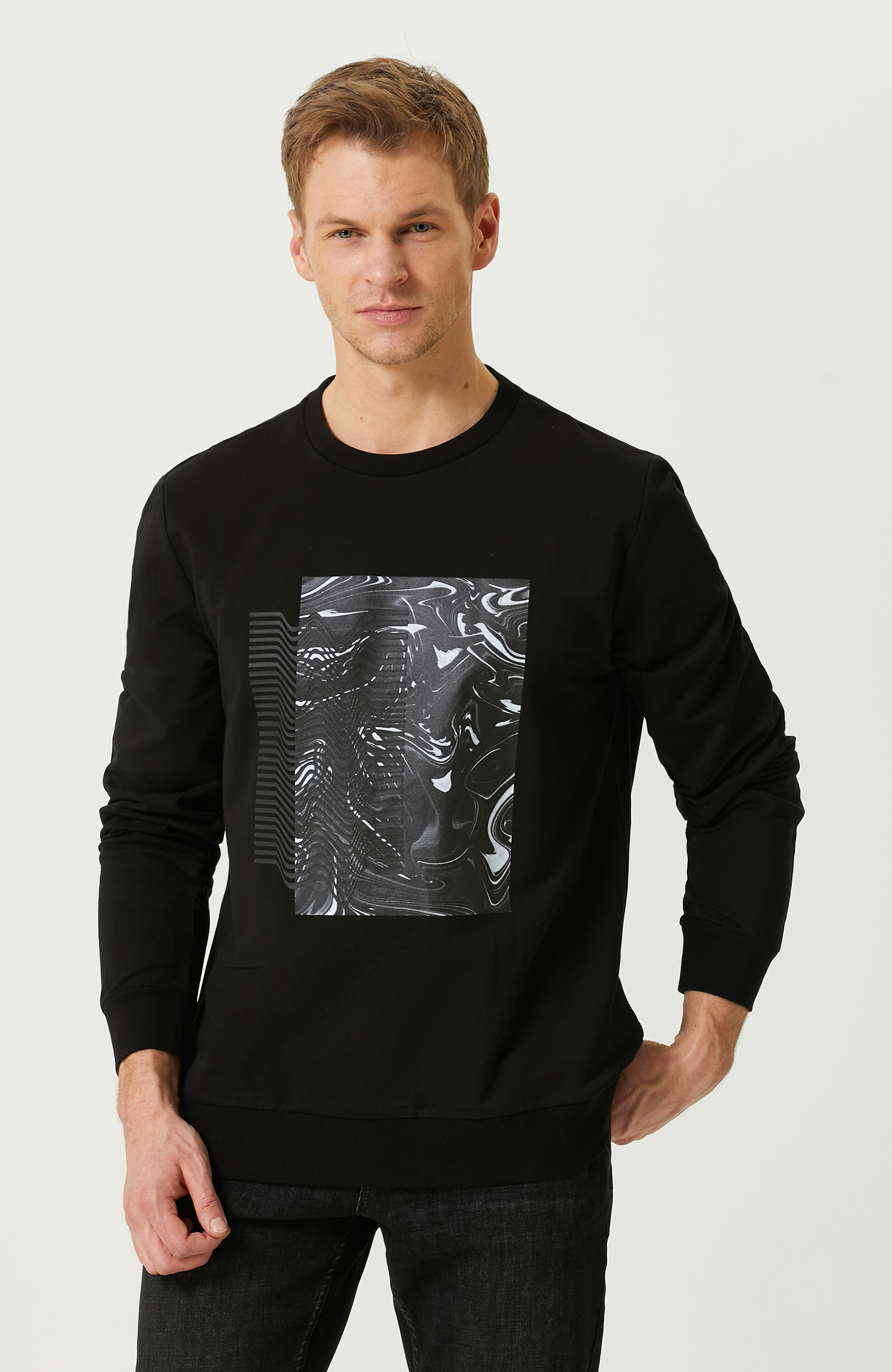 N-Tech Siyah Bisiklet Yaka Sweatshirt