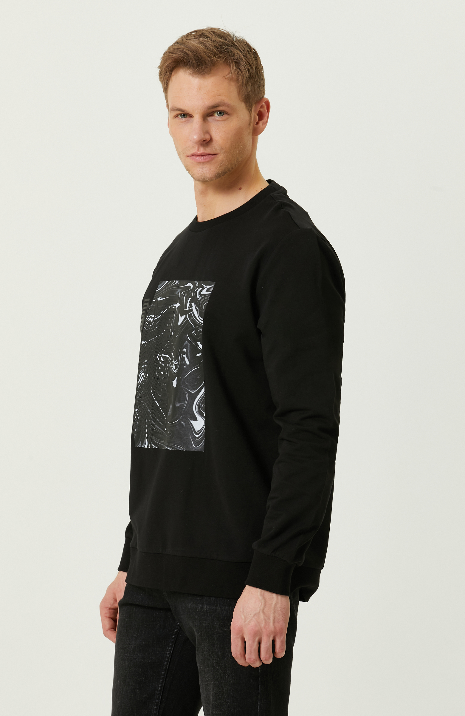 N-Tech Siyah Bisiklet Yaka Sweatshirt
