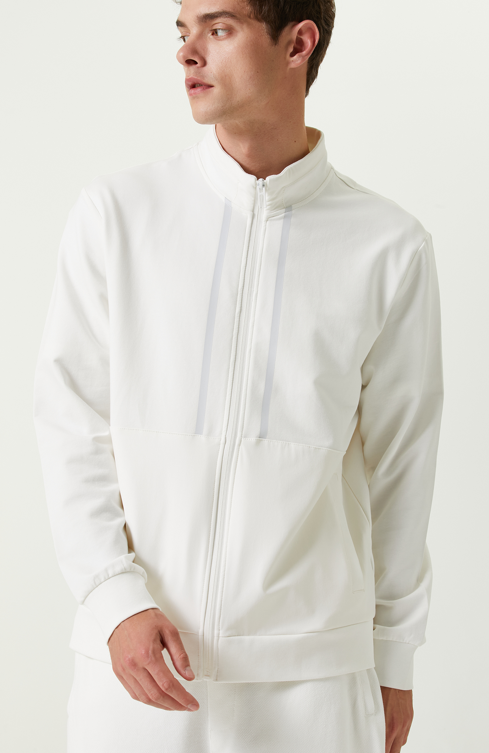 N-Tech Fermuar Detaylı Ekru Sweatshirt