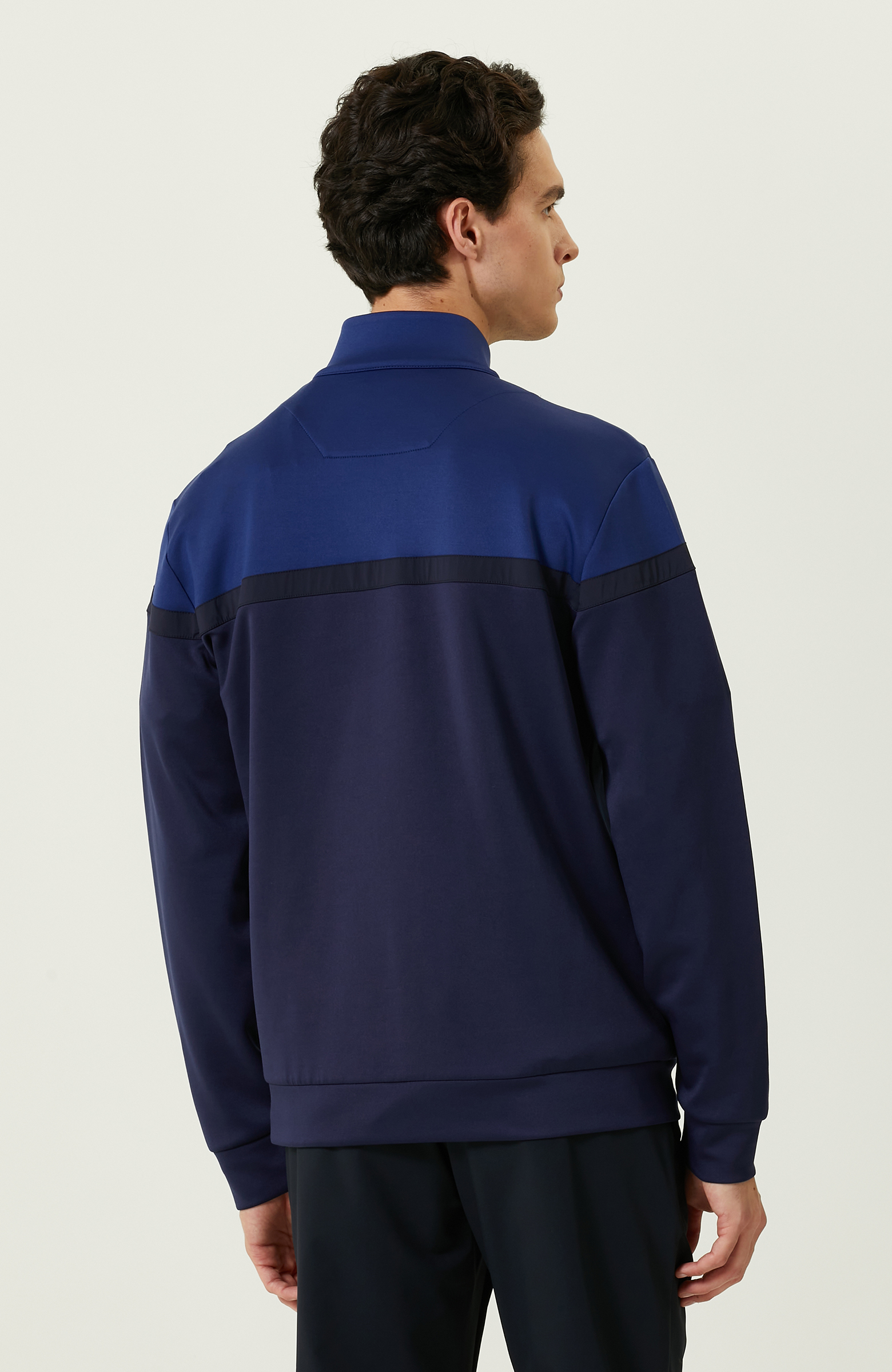 N-Tech Lacivert Saks Mavisi Dik Yaka Sweatshirt