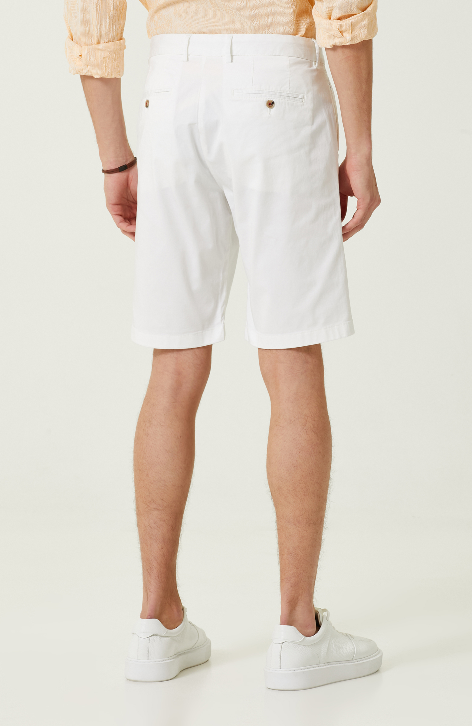 Beyaz Duble Paça Şort