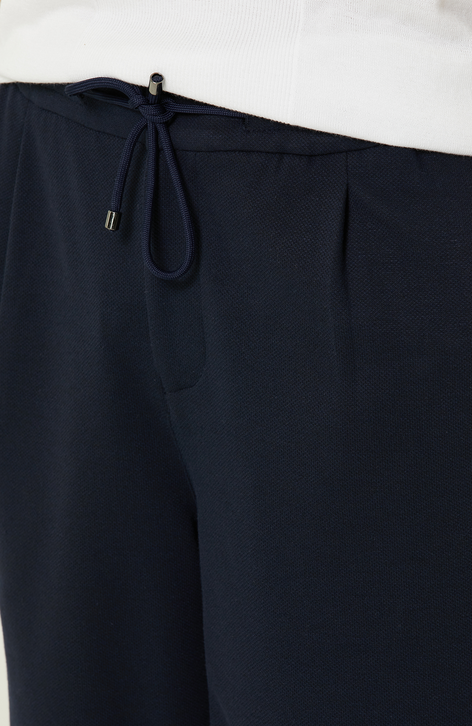 Lacivert Duble Paça Örme Şort