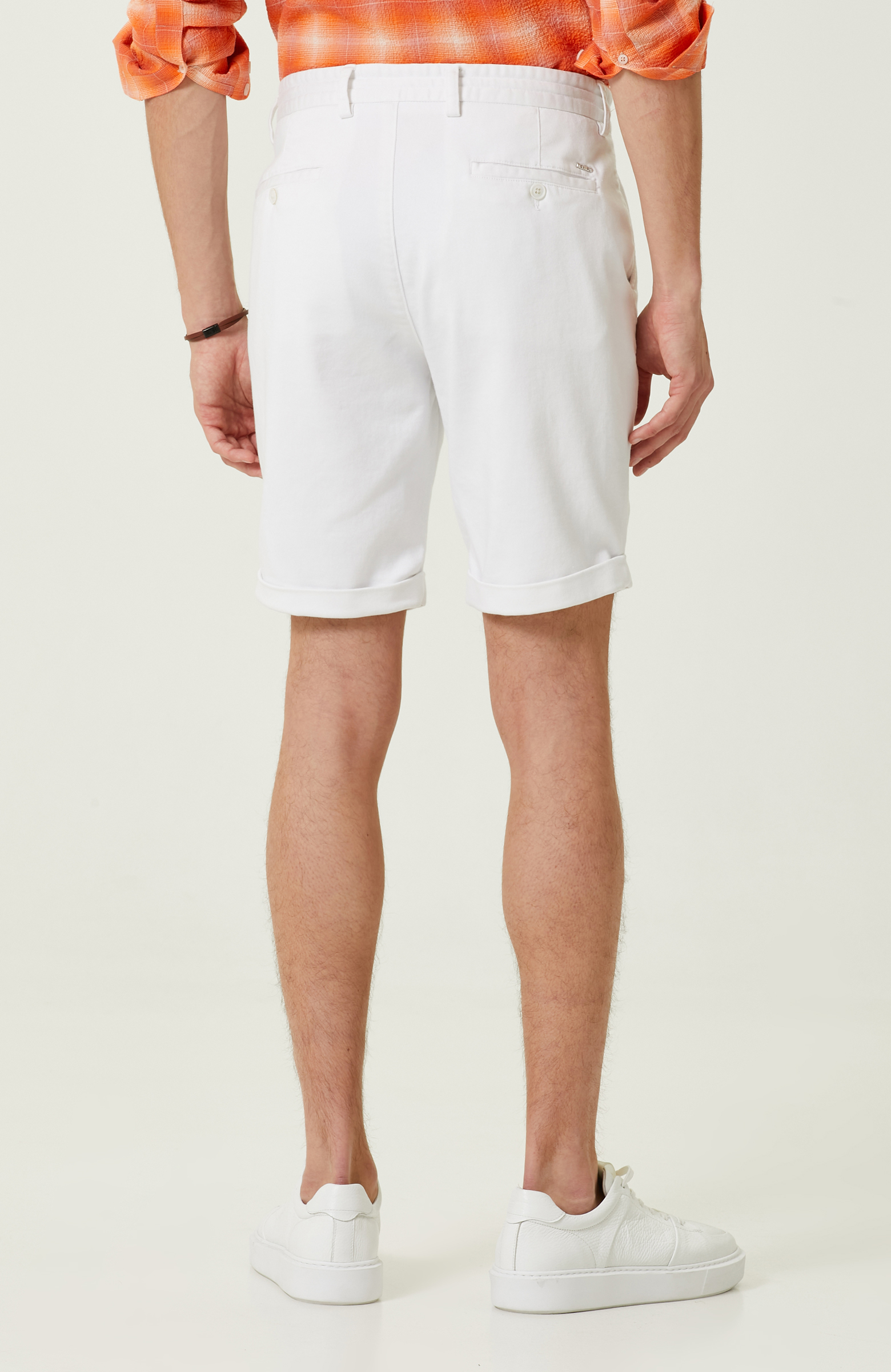 Beyaz Duble Paça Şort