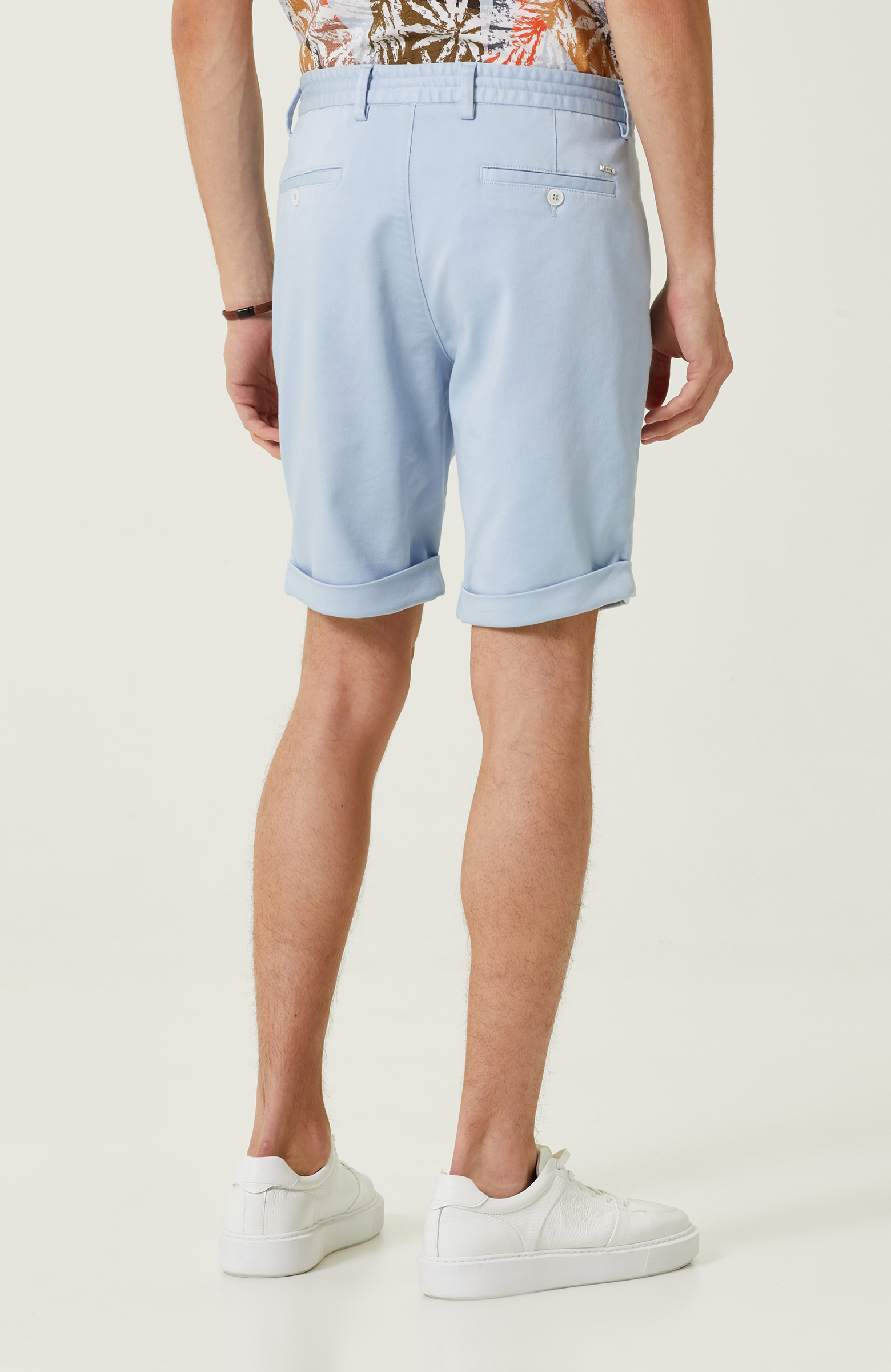 Mavi Duble Paça Şort