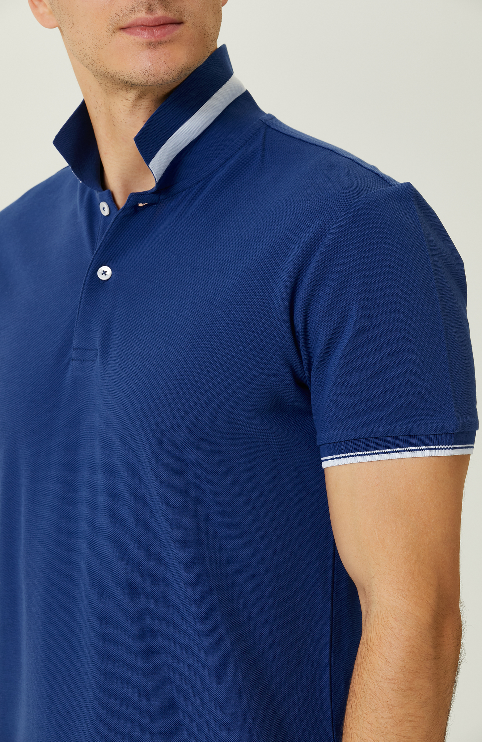 Saks Mavisi Garnili Polo Yaka T-Shirt