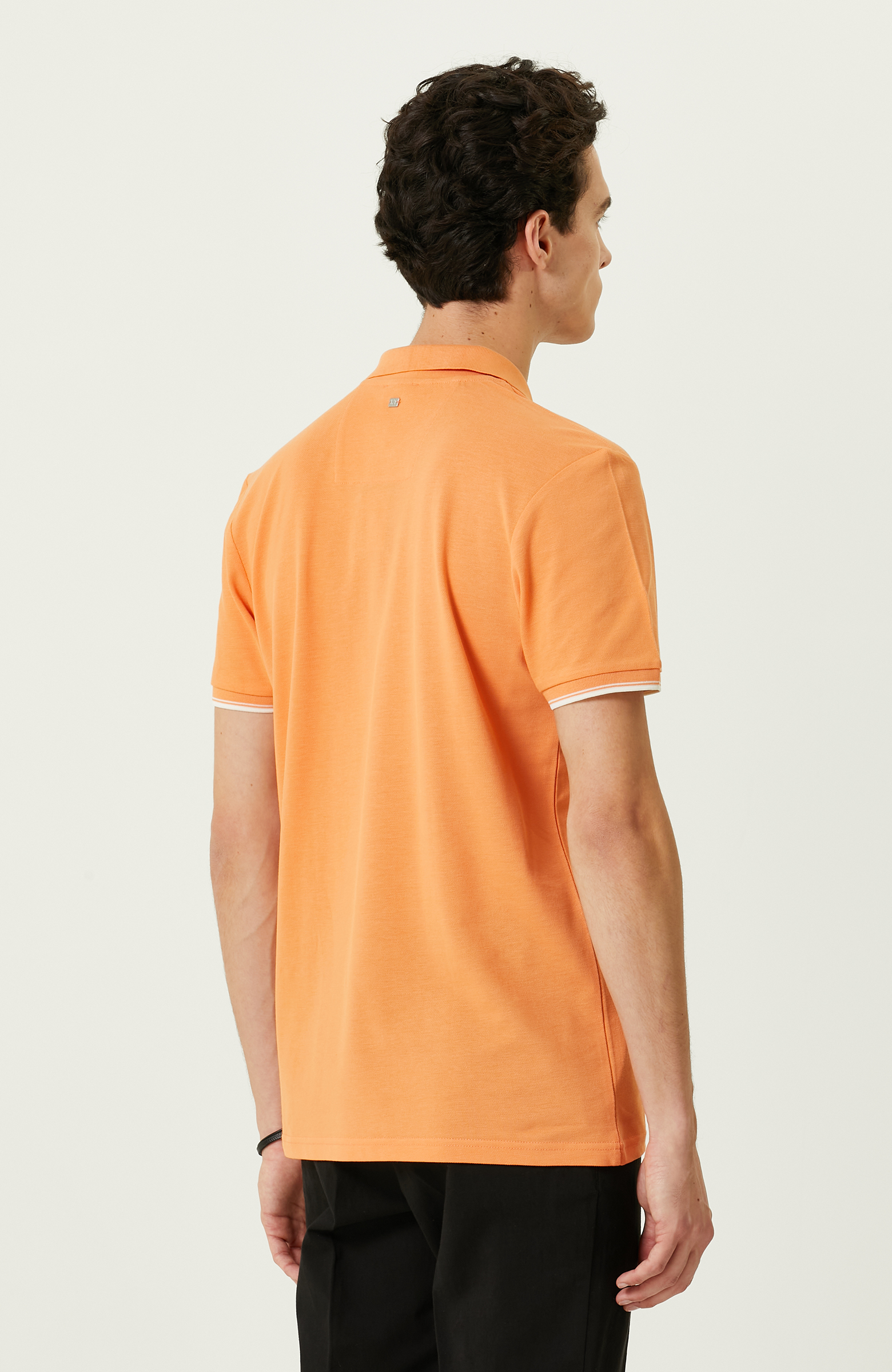Turuncu Polo Yaka Pamuklu T-Shirt