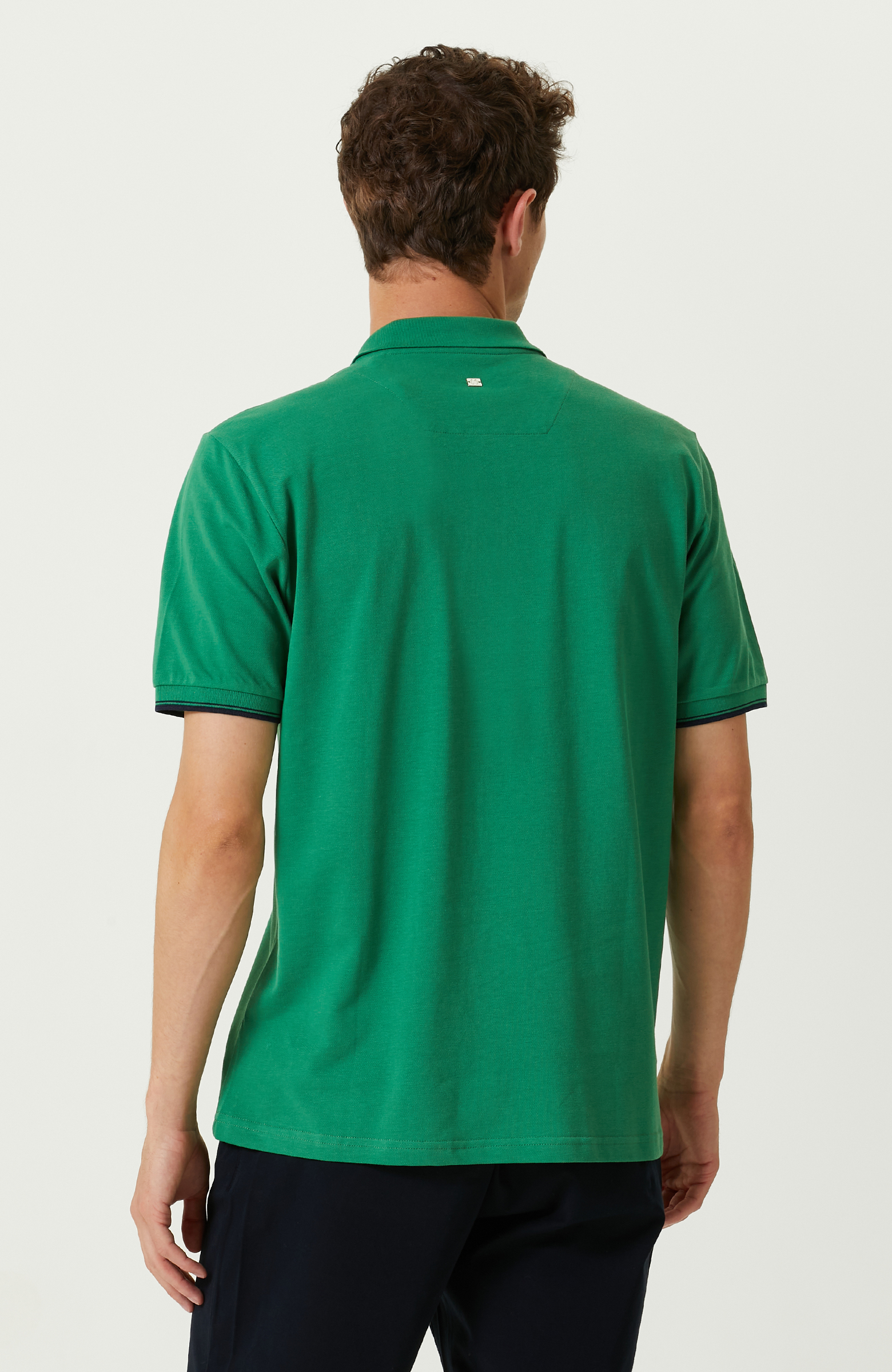 Yeşil Polo Yaka Pamuklu T-Shirt