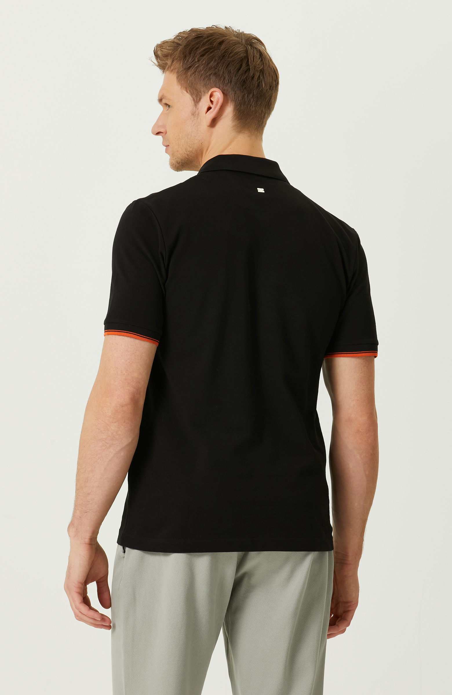 Siyah Kısa Kollu Polo Yaka T-shirt